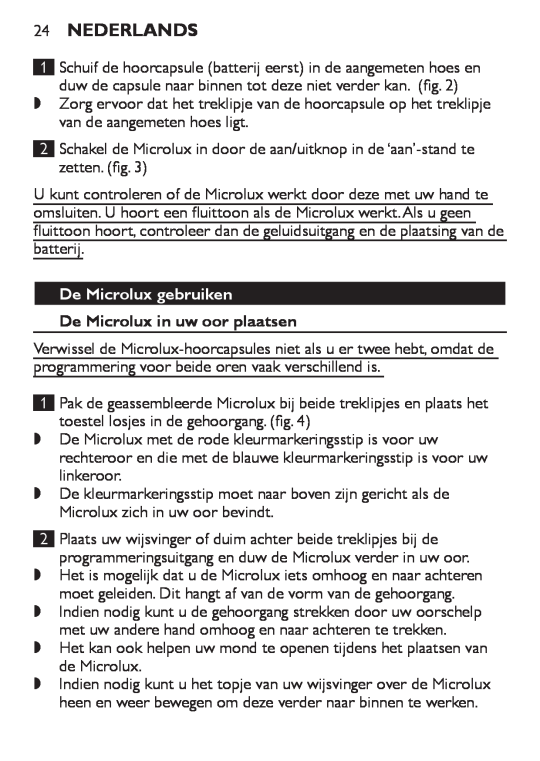 Philips HC8900 user manual 24Nederlands, De Microlux gebruiken 