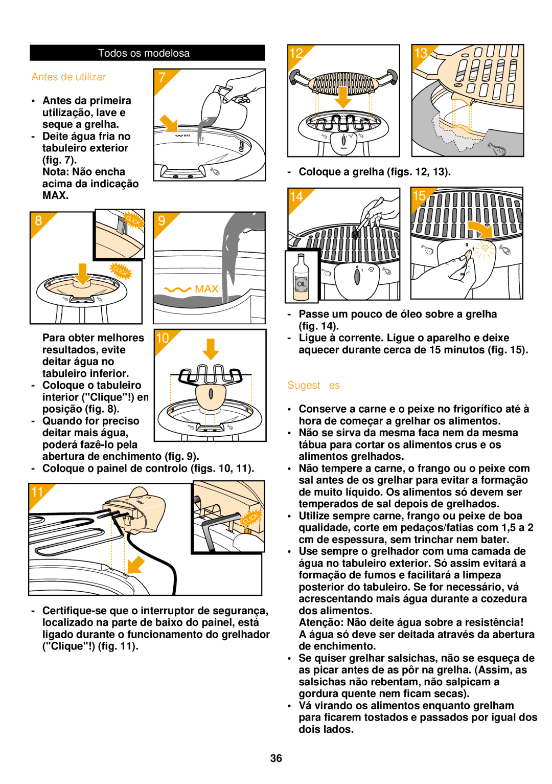 Philips HD 4485/86/87, HD 4435/36/37 manual Todos os modelosa, Antes de utilizar, Sugestõ es 