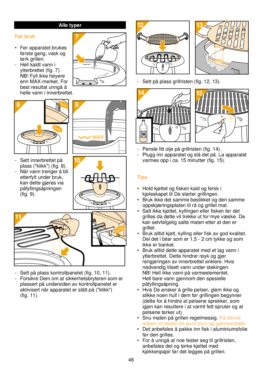 Philips HD 4485/86/87, HD 4435/36/37 manual Før bruk, Sett på plass grillristen 