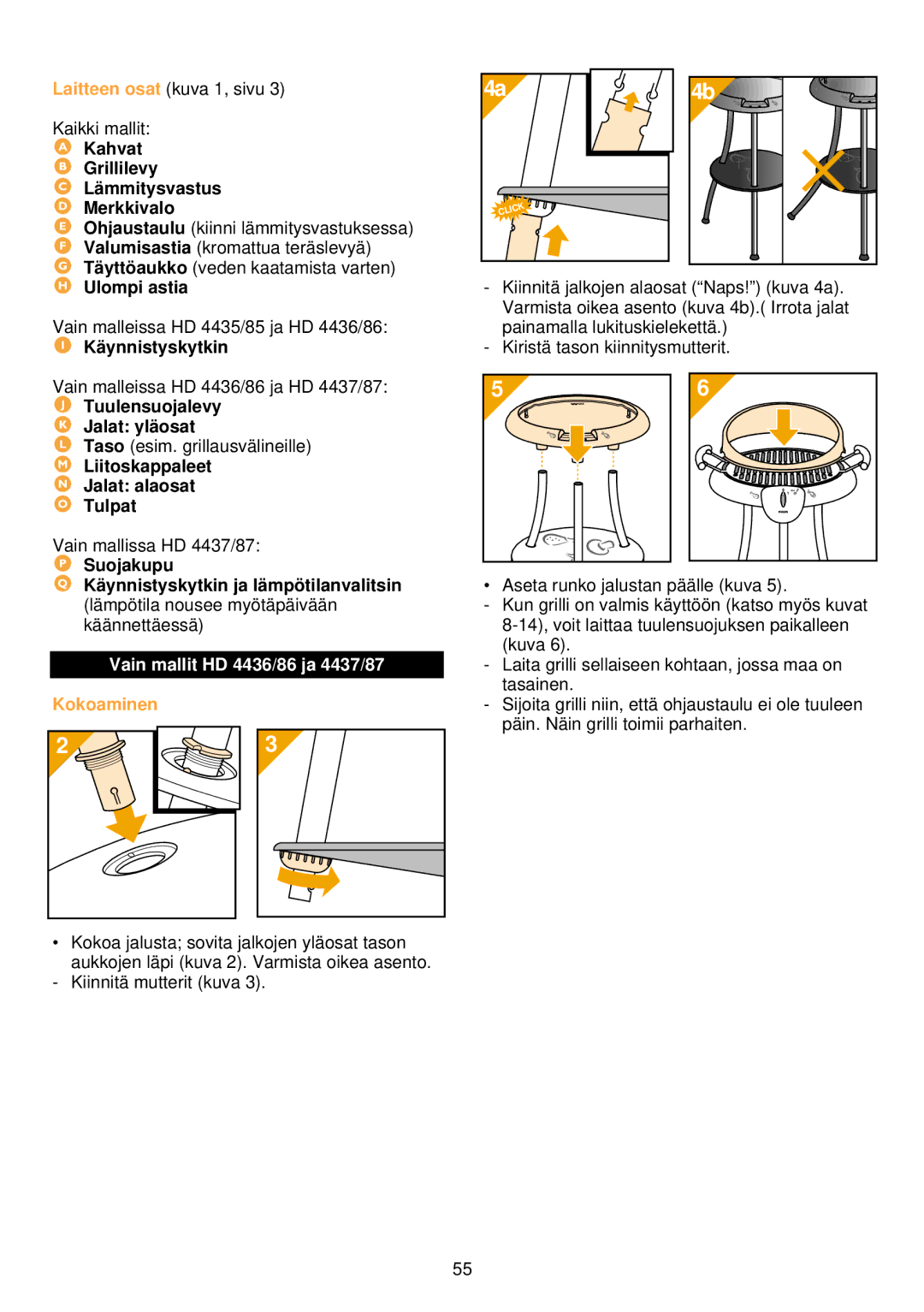 Philips HD 4435/36/37, HD 4485/86/87 manual Vain mallit HD 4436/86 ja 4437/87 