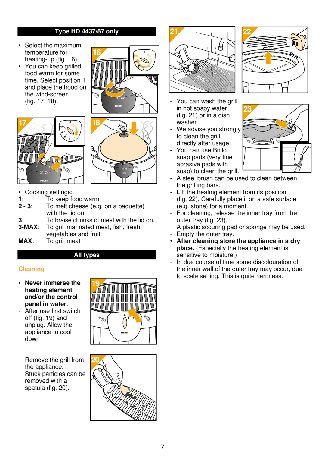 Philips HD 4435/36/37, HD 4485/86/87 manual Cleaning 