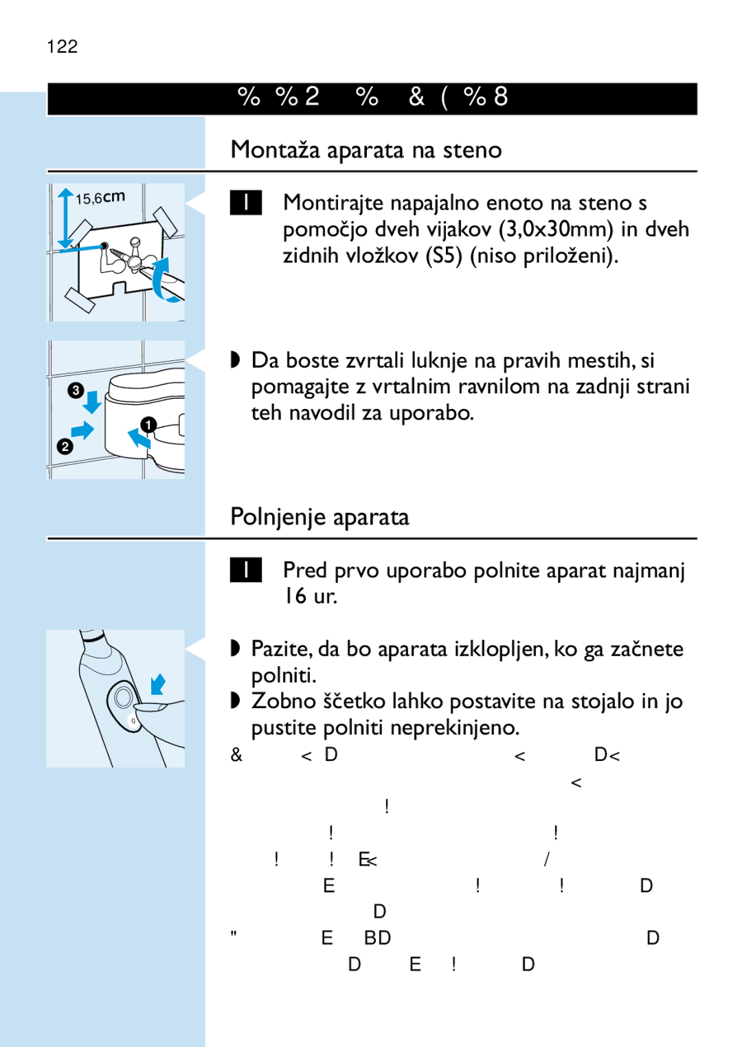 Philips HD 650 manual Priprava aparata za uporabo, Montaža aparata na steno, Polnjenje aparata, Slovenščina 