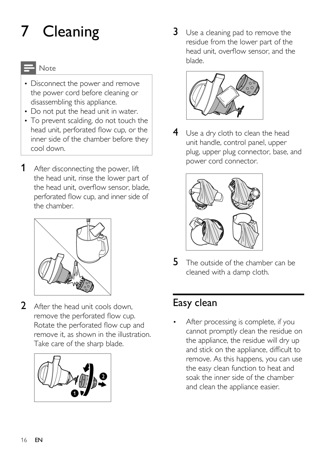 Philips HD2060 user manual Cleaning, Easy clean 