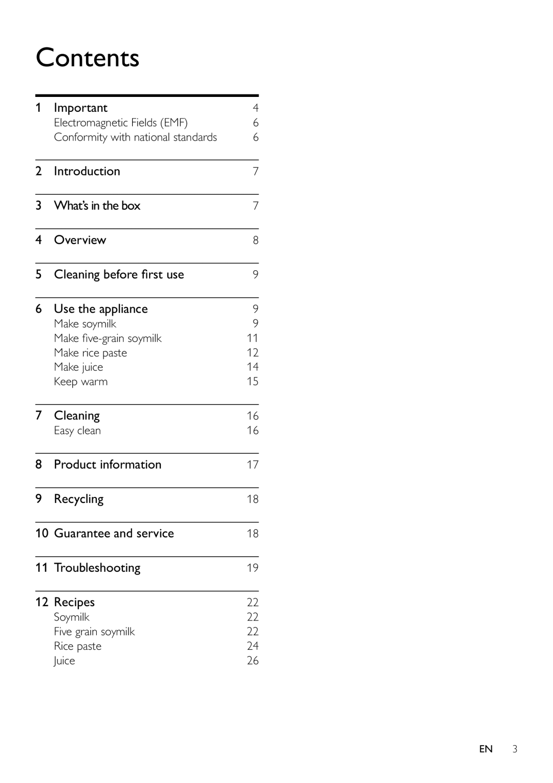 Philips HD2060 user manual Contents 