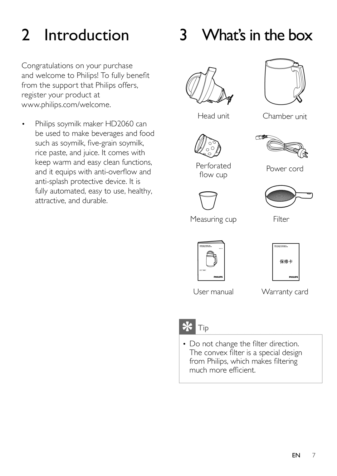 Philips HD2060 user manual Introduction, What’s in the box 