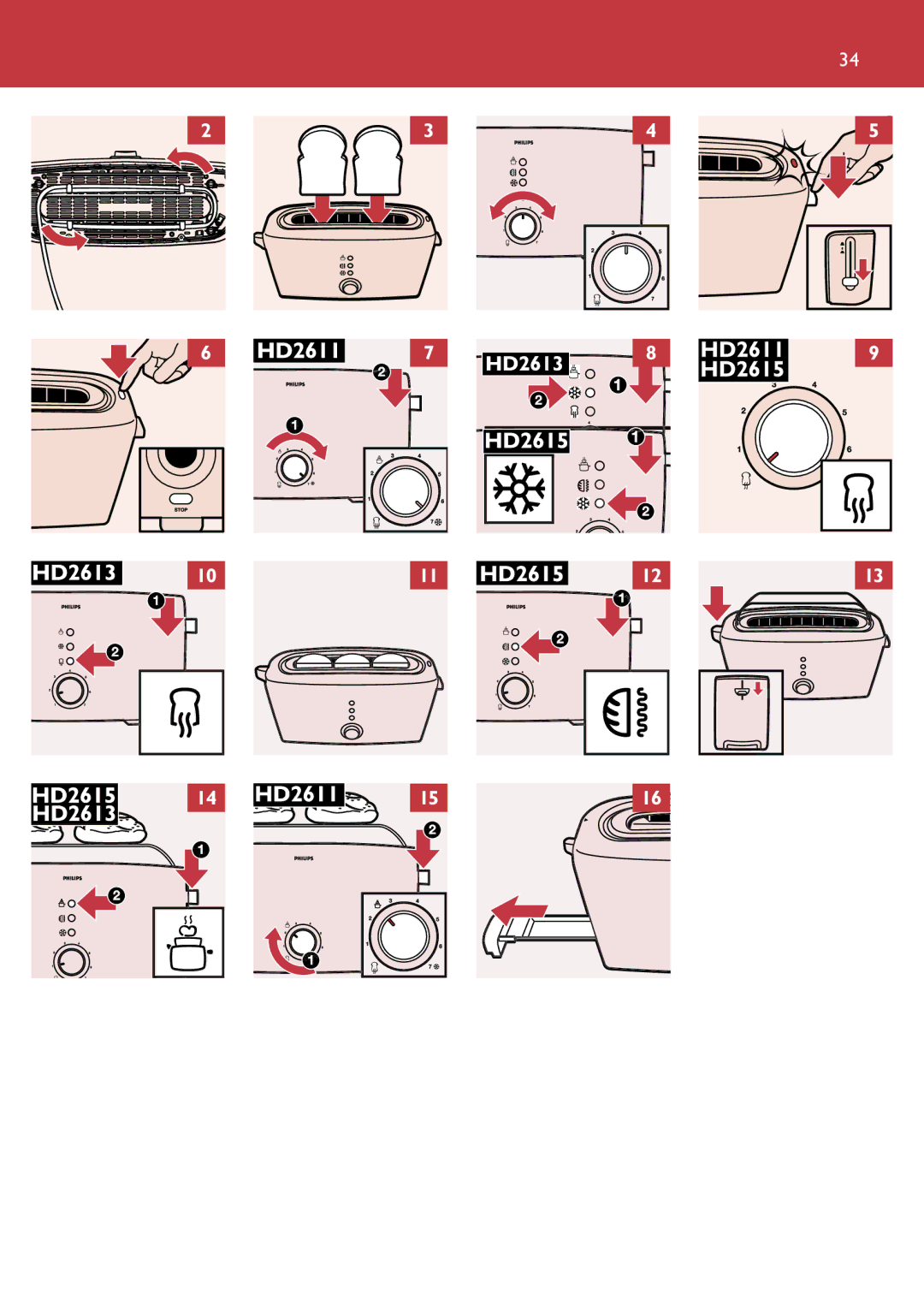 Philips HD2611, HD2615, HD2613 manual 