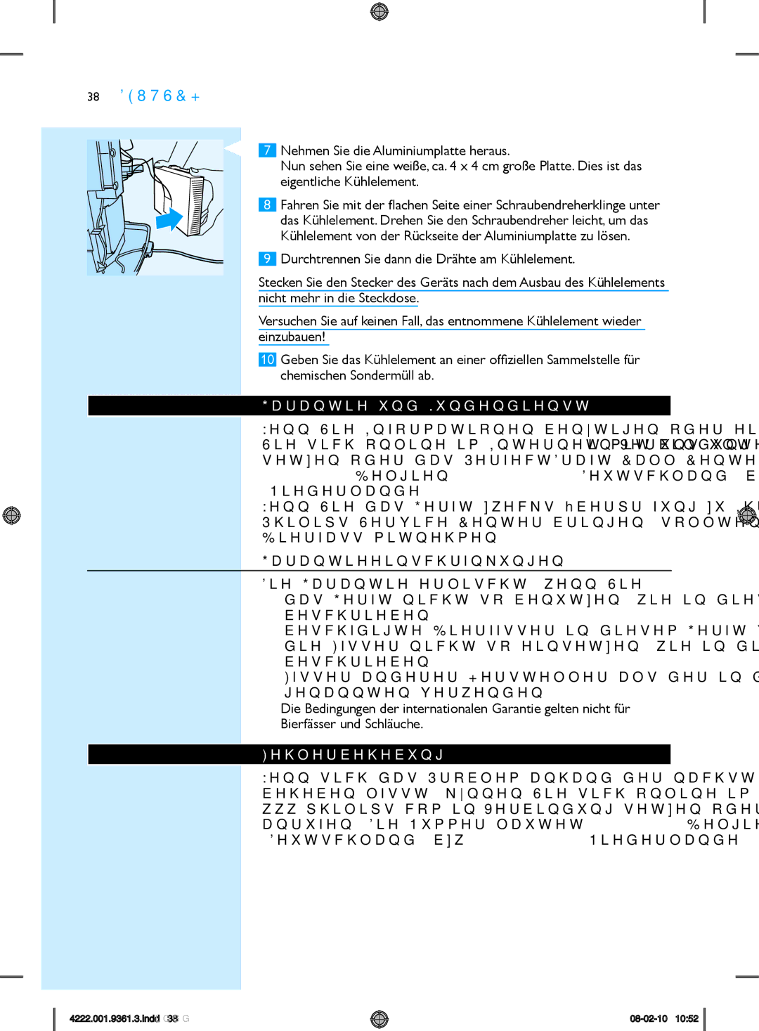 Philips hd3620 manual Garantie und Kundendienst, Garantieeinschränkungen, Fehlerbehebung 