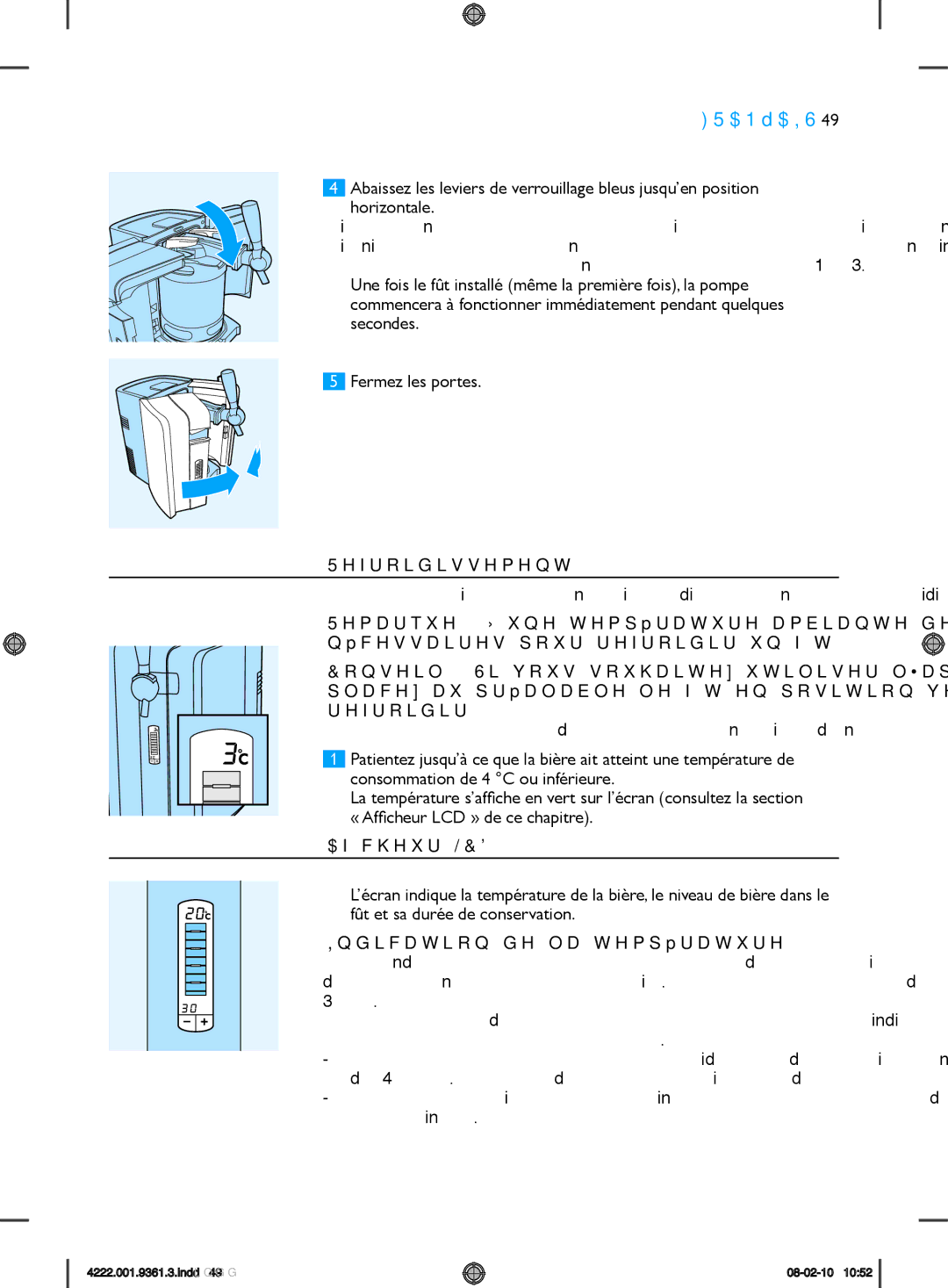 Philips hd3620 manual Refroidissement, Afficheur LCD, Indication de la température 