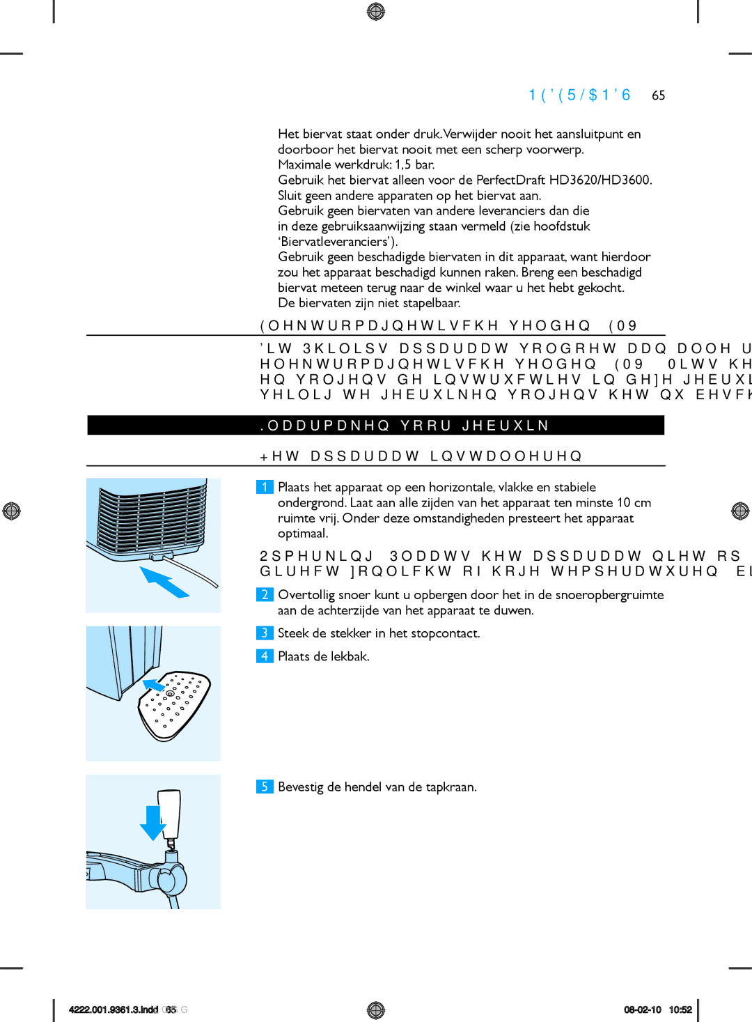 Philips hd3620 manual De biervaten zijn niet stapelbaar, Elektromagnetische velden EMV, Klaarmaken voor gebruik 