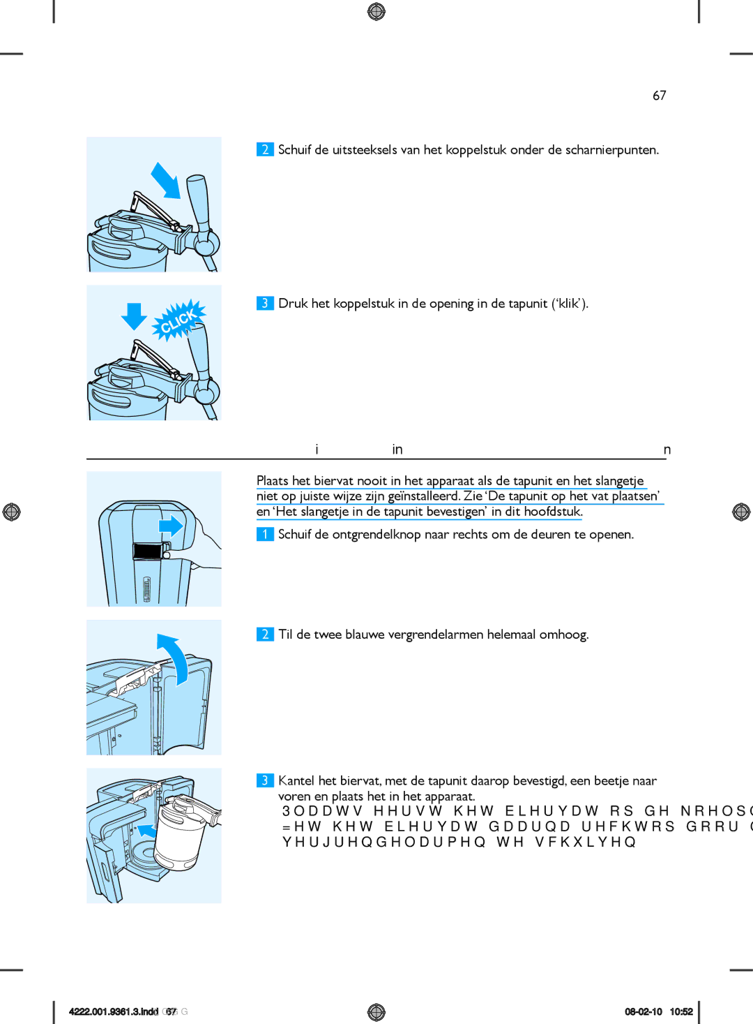 Philips hd3620 manual Het biervat in het apparaat plaatsen 