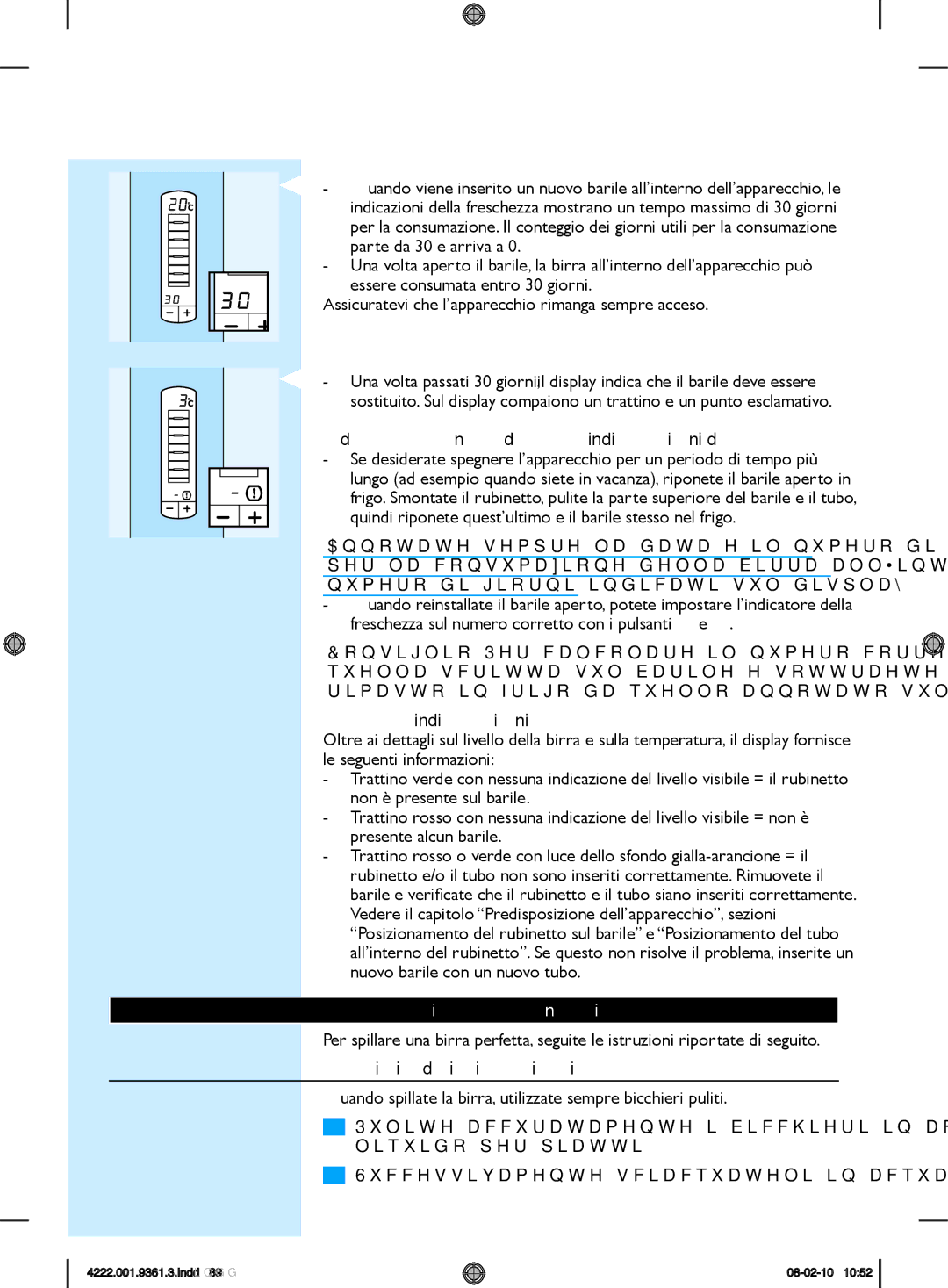 Philips hd3620 manual Adattamento delle indicazioni della freschezza, Altre indicazioni, Come spillare una birra perfetta 