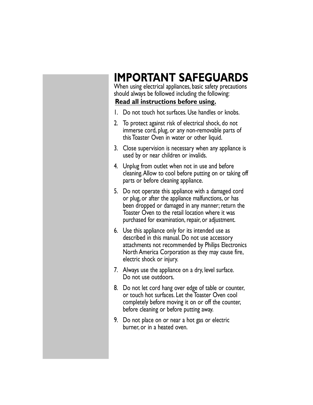 Philips HD4468 manual Important Safeguards 