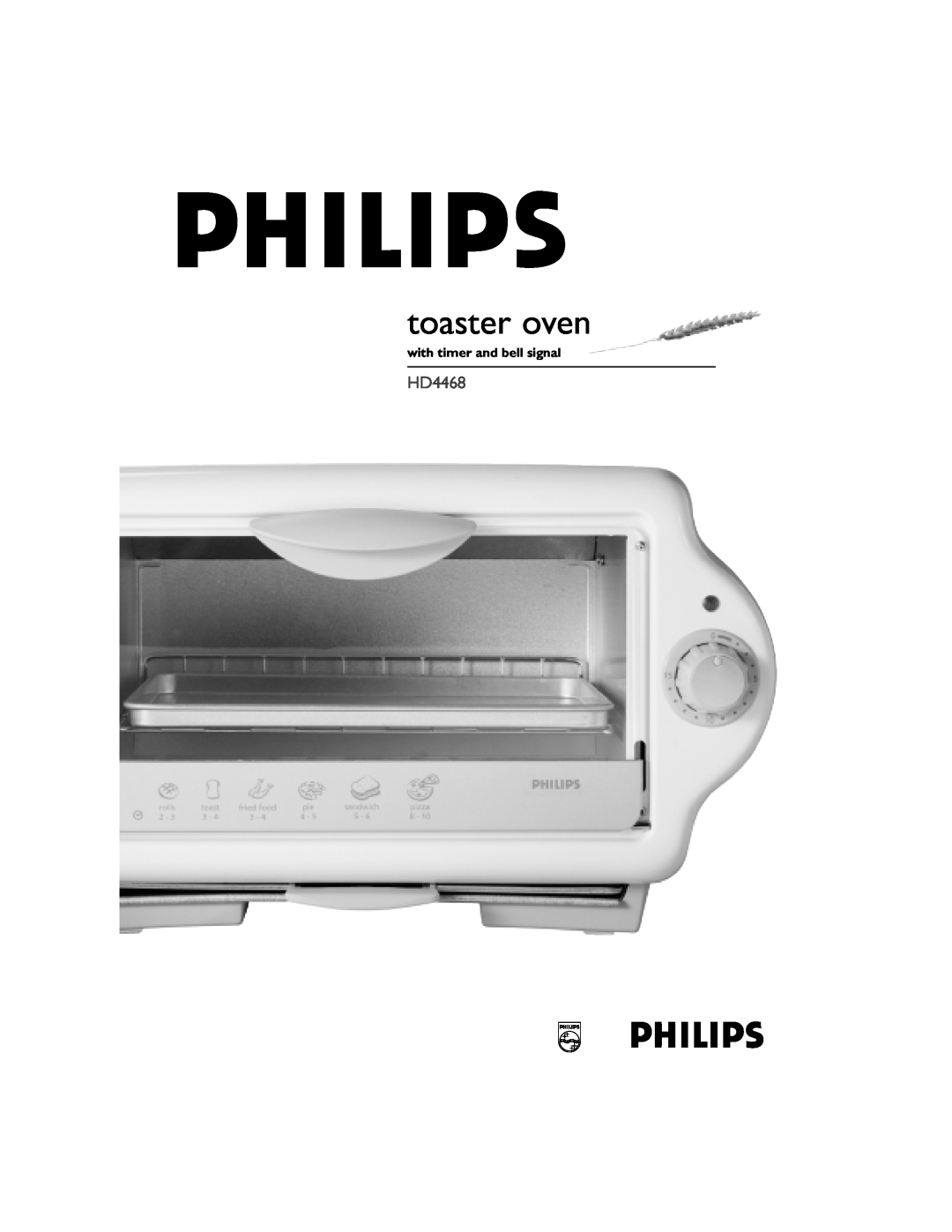 Philips HD4468 manual toaster oven, with timer and bell signal 