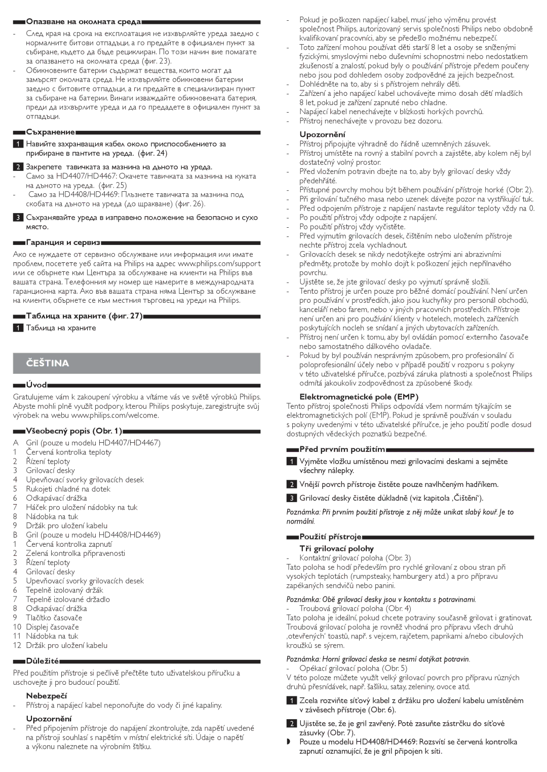 Philips HD4407, HD4469, HD4467, HD4408 user manual Čeština 