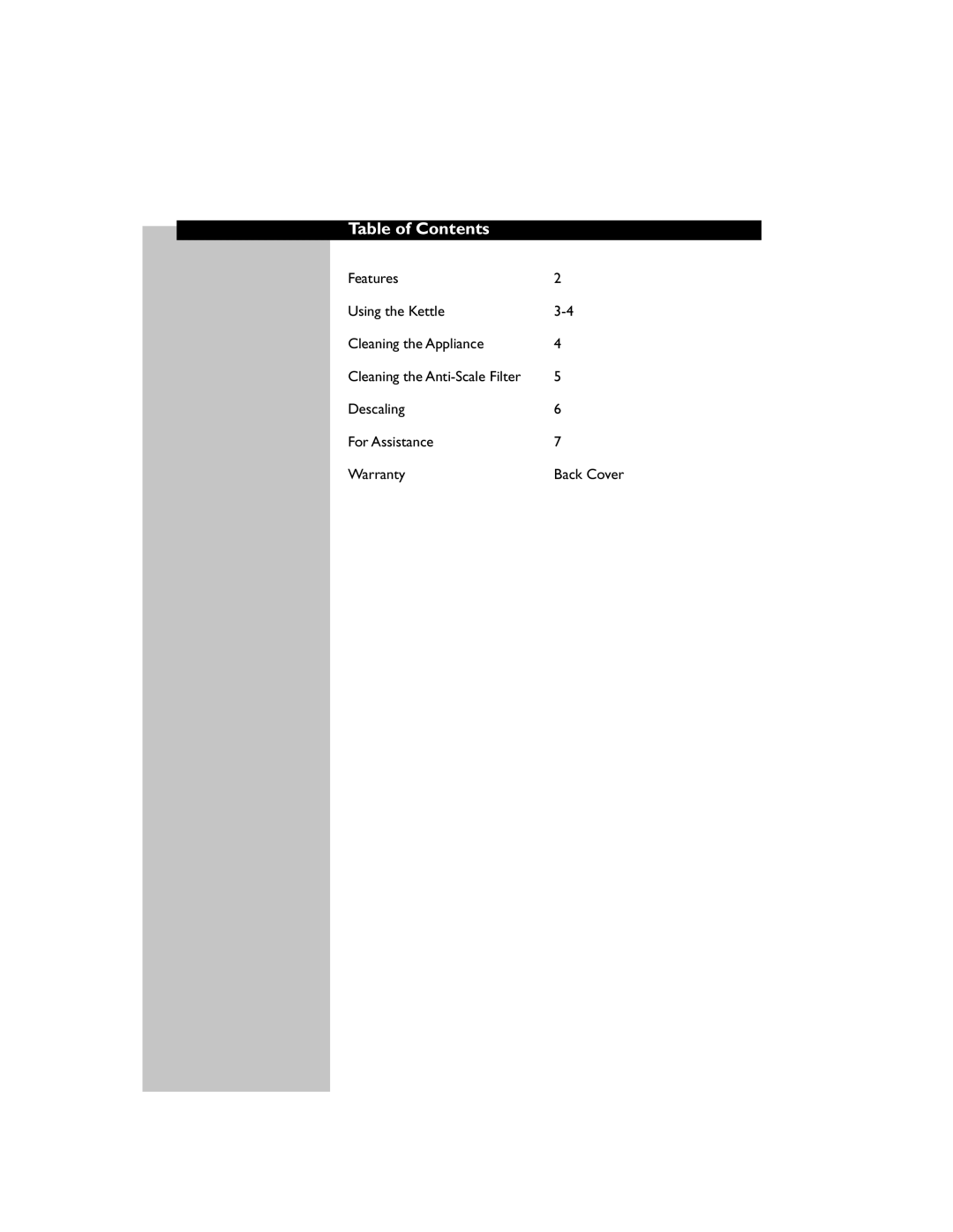 Philips HD4651 manual Table of Contents 