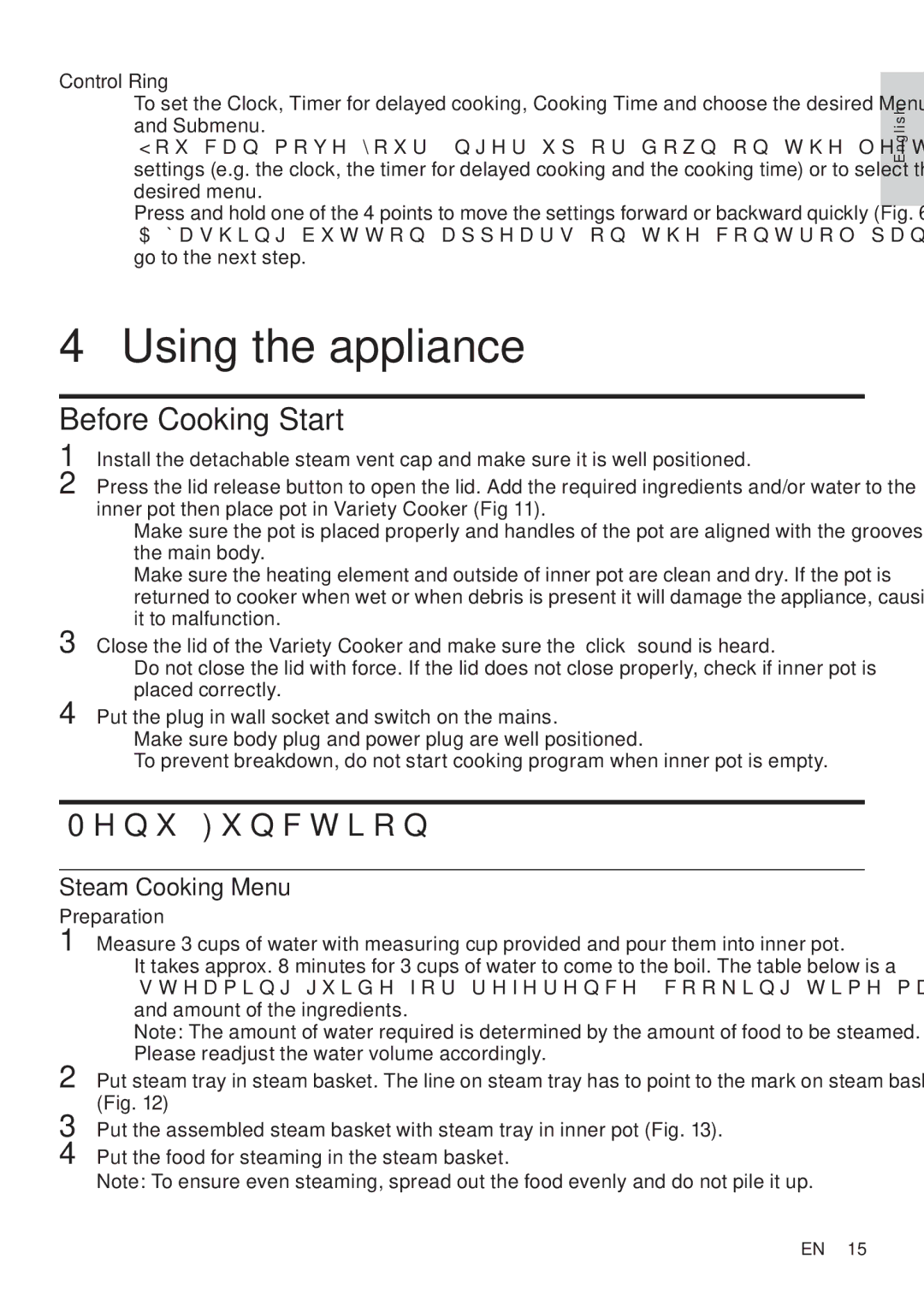 Philips HD4779 user manual Before Cooking Start, Menu Function, Steam Cooking Menu 