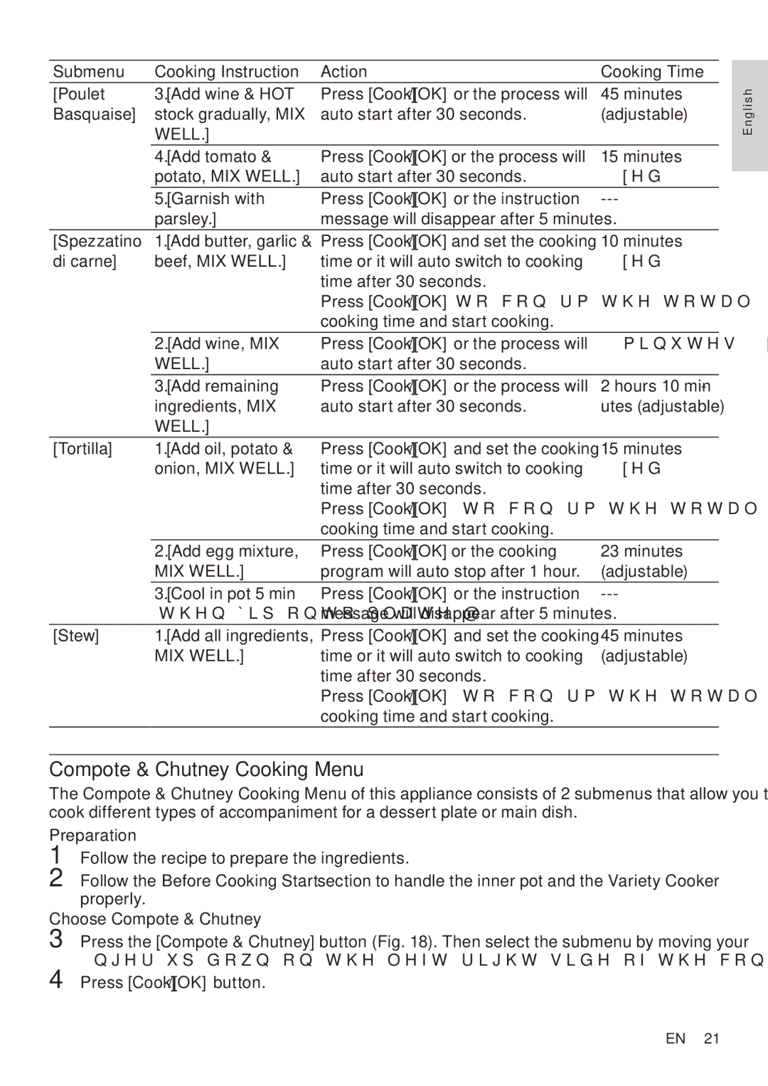 Philips HD4779 user manual Compote & Chutney Cooking Menu 