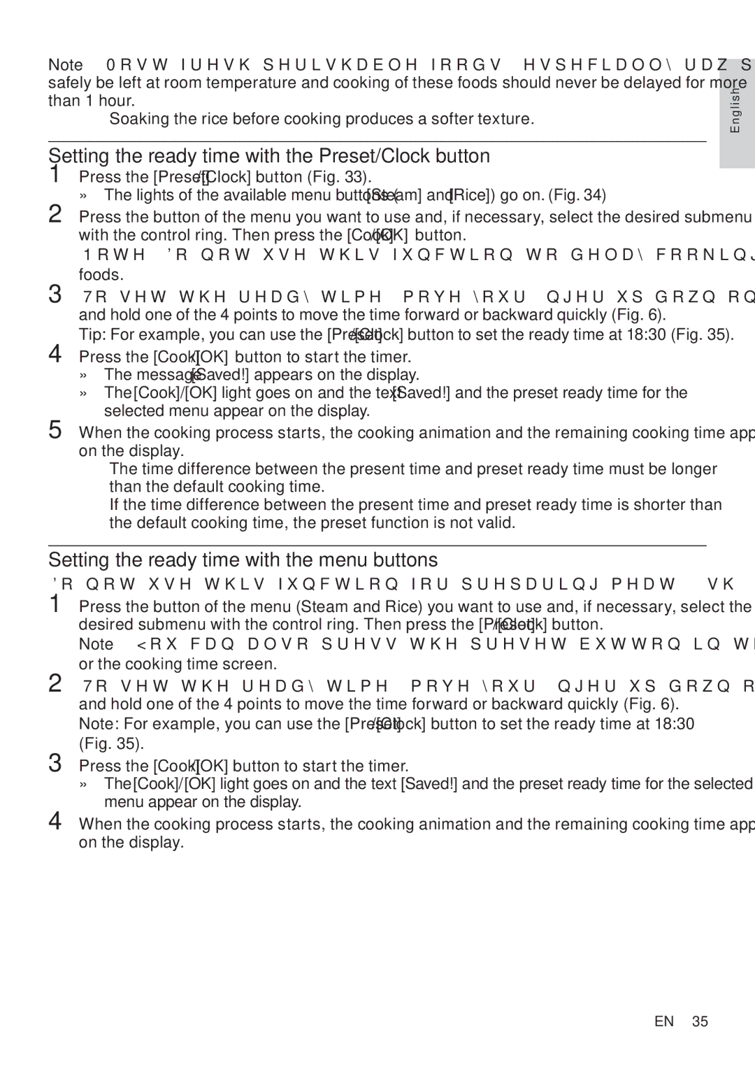 Philips HD4779 user manual Setting the ready time with the menu buttons, Or the cooking time screen 