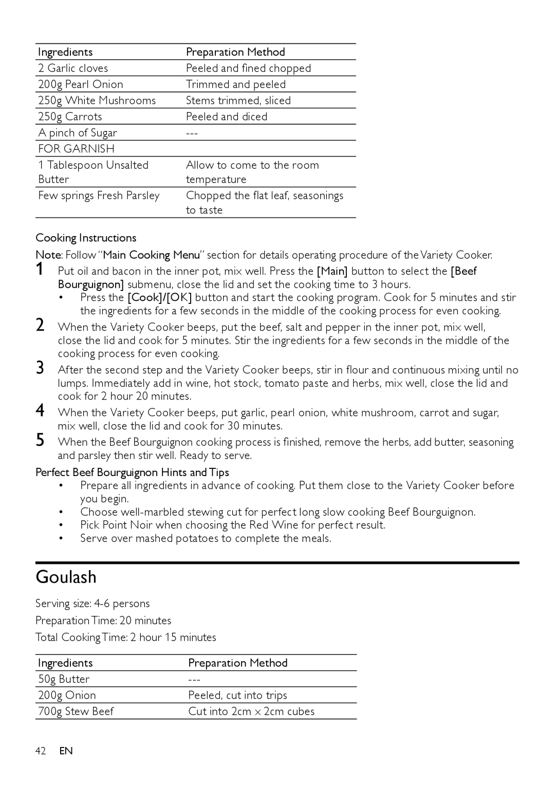 Philips HD4779 user manual Goulash, To taste 