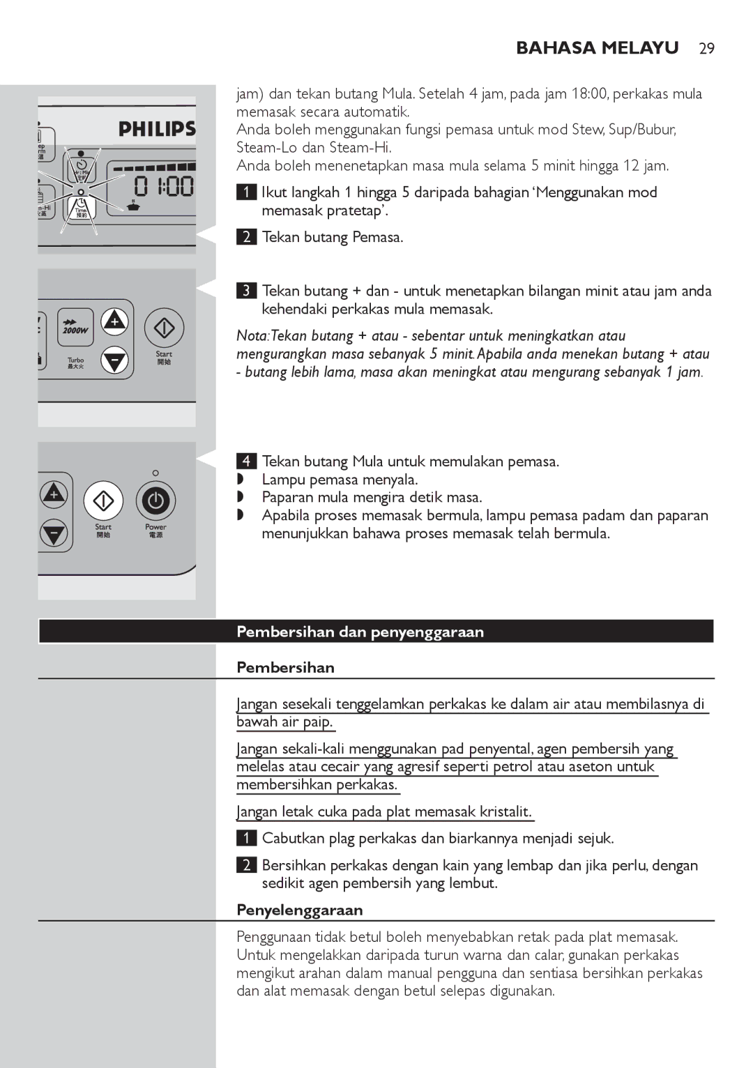 Philips HD4918 manual Pembersihan dan penyenggaraan, Penyelenggaraan 