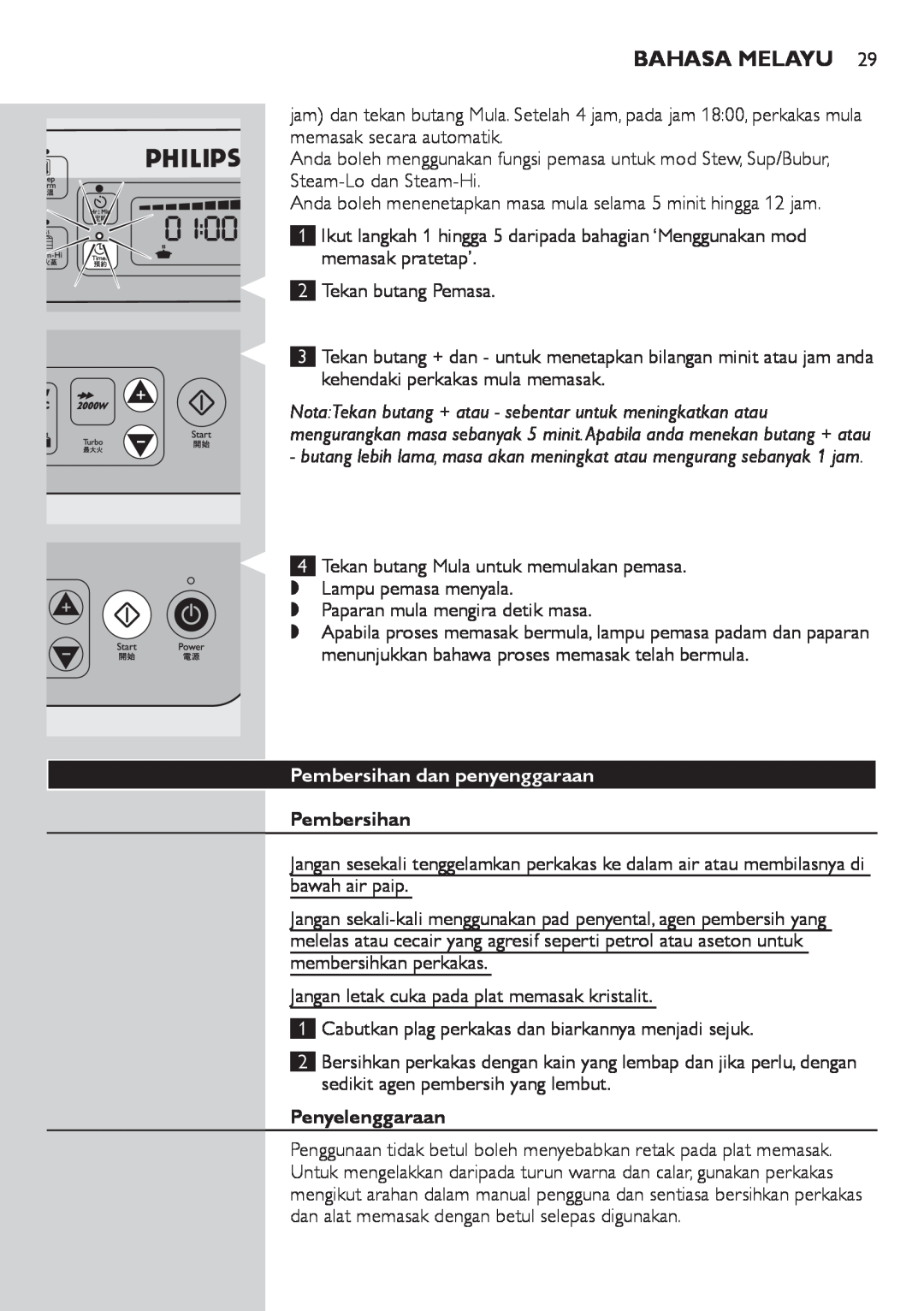 Philips HD4918 manual Bahasa Melayu, Pembersihan dan penyenggaraan, Penyelenggaraan 