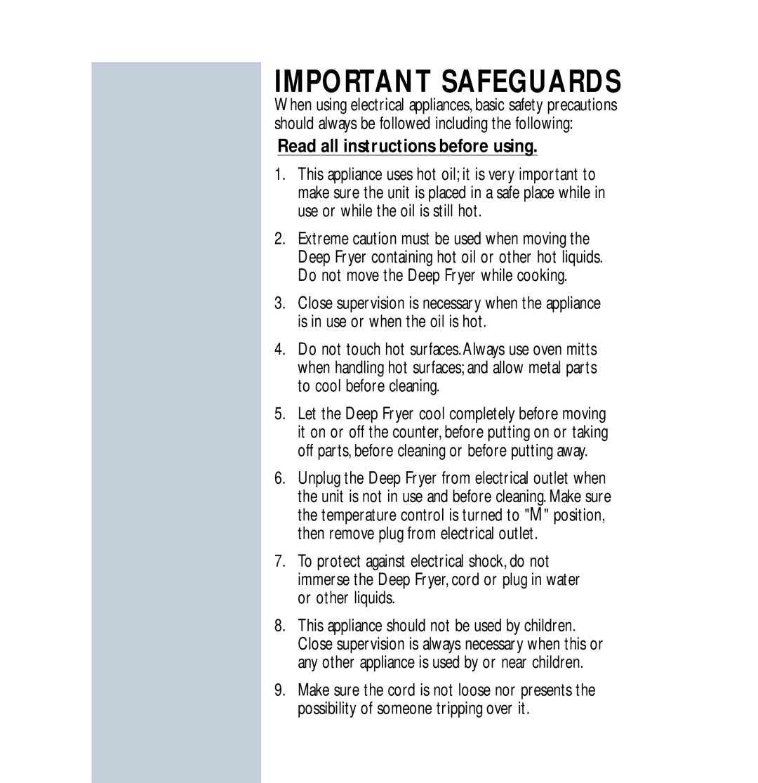 Philips HD6122 manual Important Safeguards 