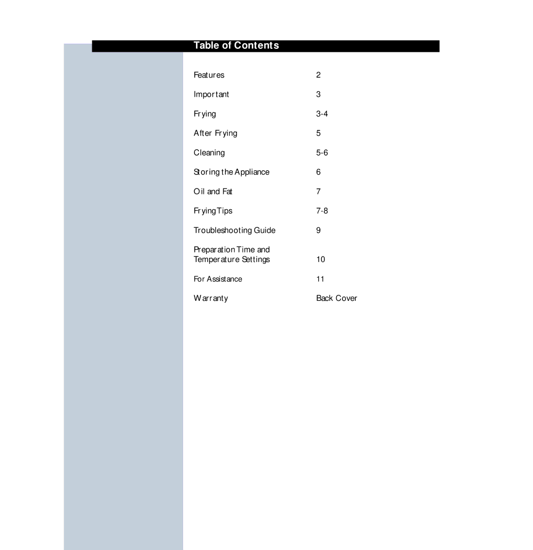 Philips HD6122 manual Table of Contents 