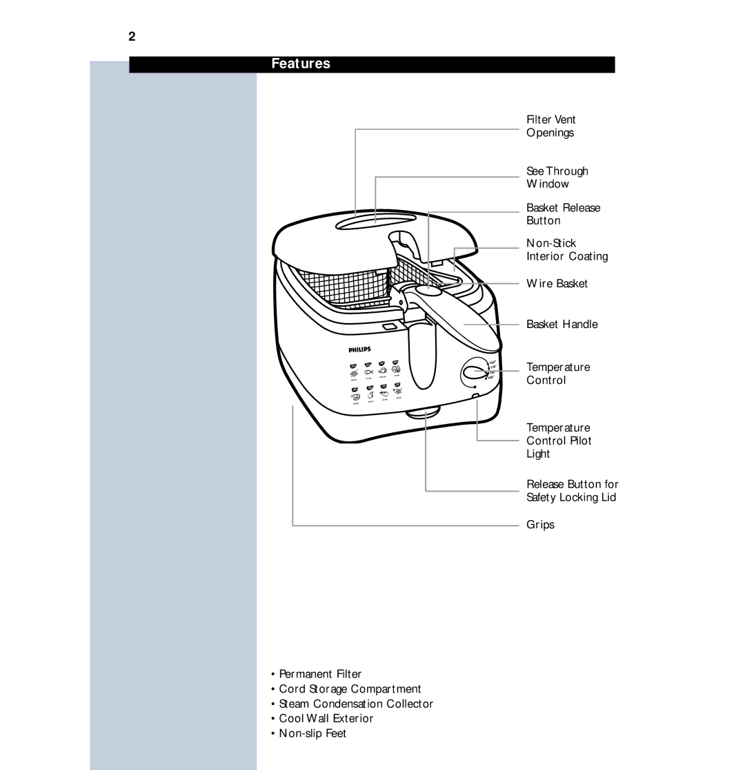 Philips HD6122 manual Features 