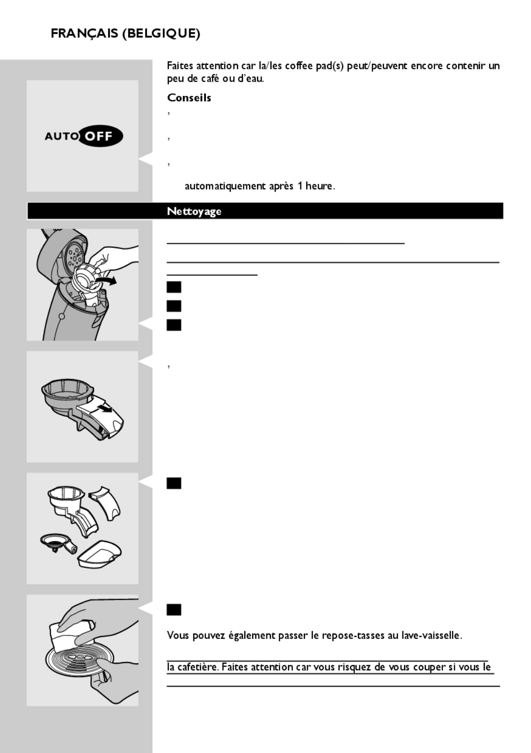 Philips HD7805 manual Conseils, Nettoyage 