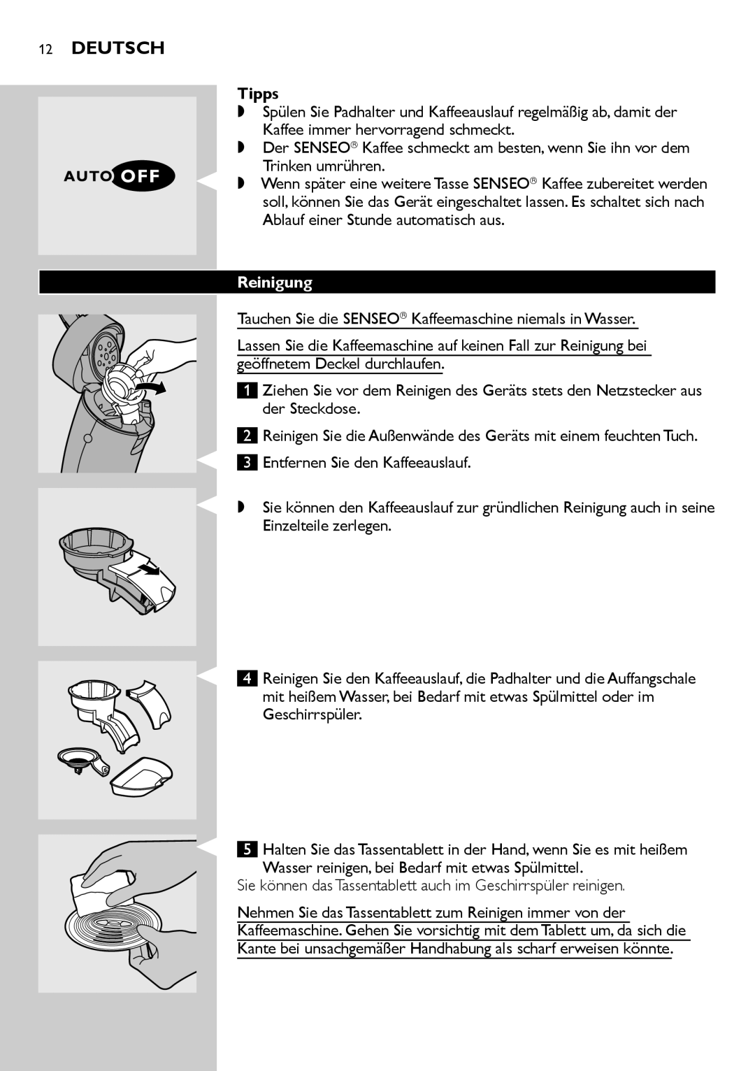 Philips HD7805 manual Deutsch, Tipps, Reinigung 