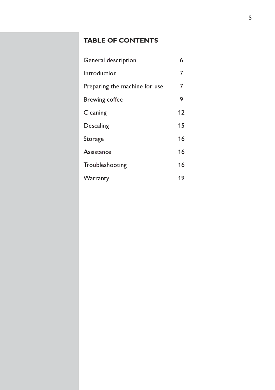 Philips HD7826, HD7820, HD7824 manual Table of Contents 