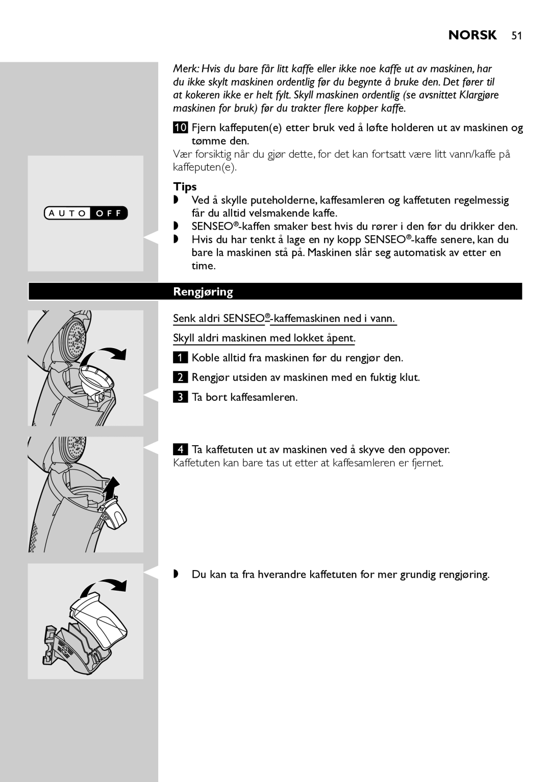 Philips HD7822 manual Tips, Rengjøring 