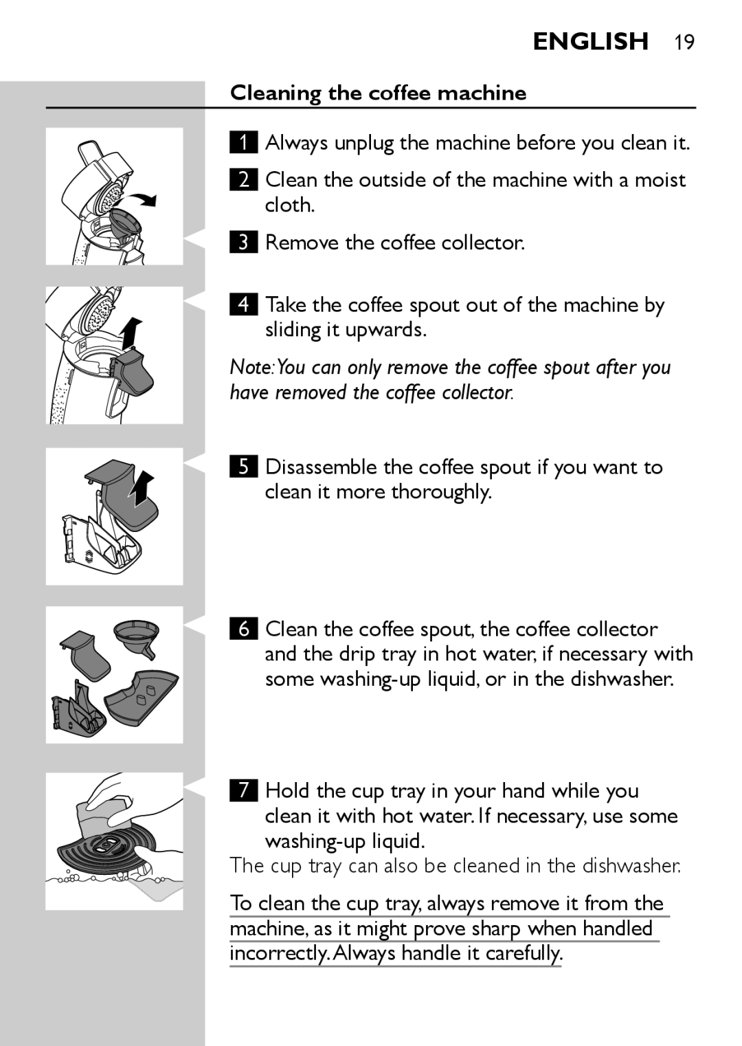 Philips HD7827, HD7825 user manual Cleaning the coffee machine 