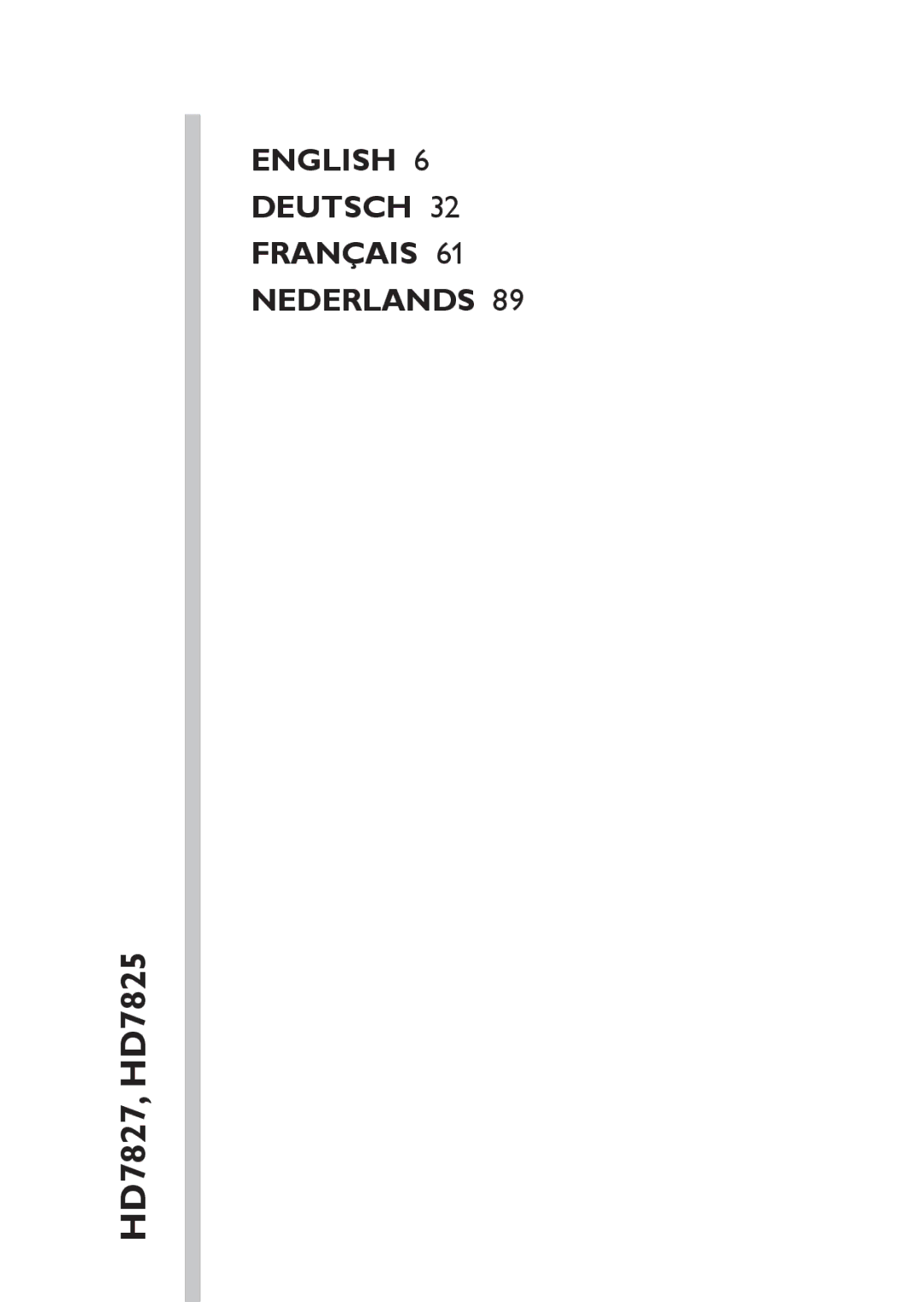 Philips user manual HD7827, HD7825 