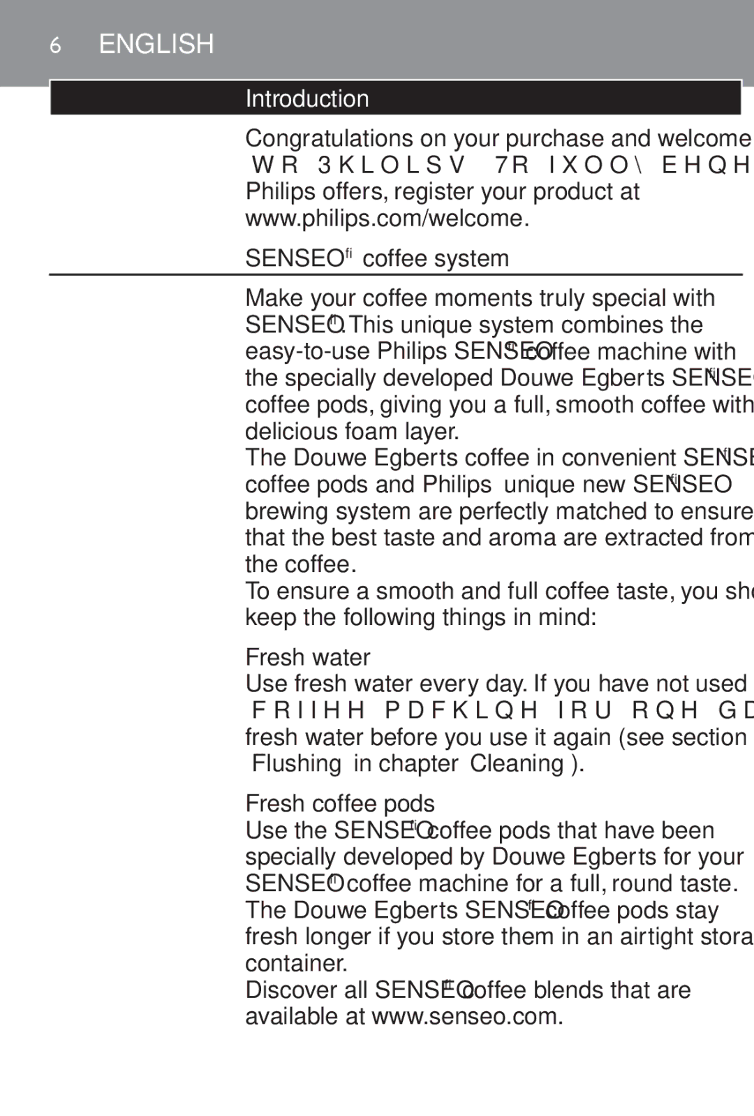 Philips HD7825, HD7827 user manual Introduction, Senseo coffee system, Fresh water, Fresh coffee pods 