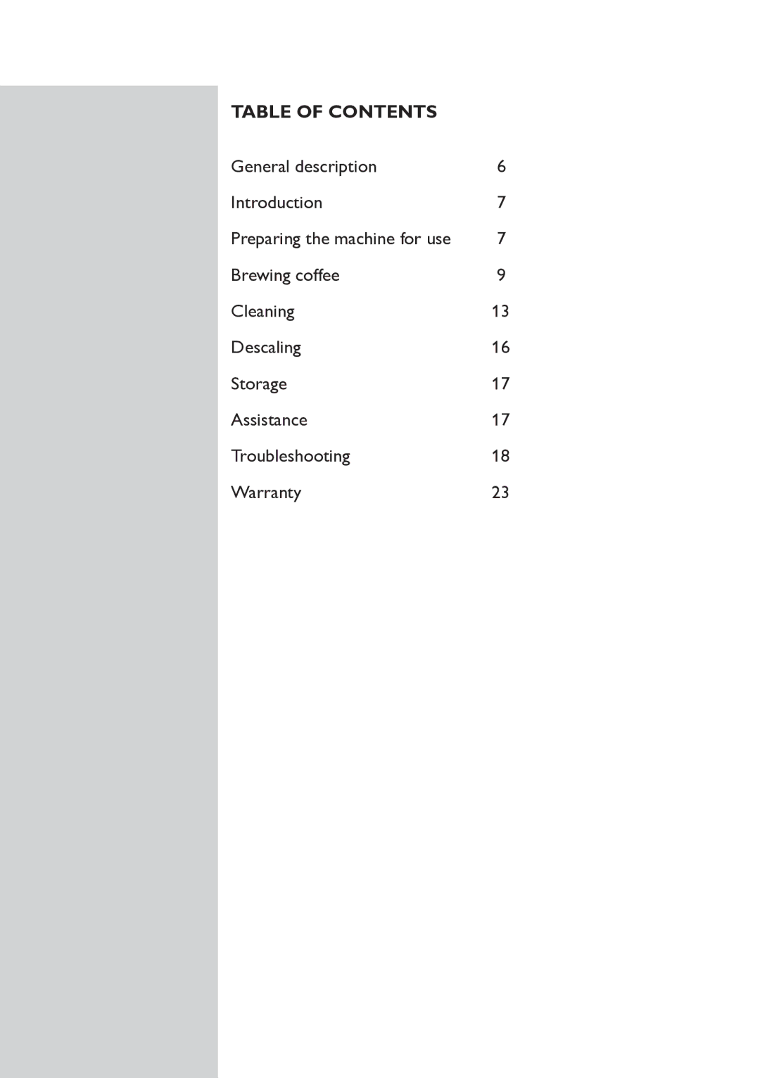 Philips HD7832 manual Table of Contents 