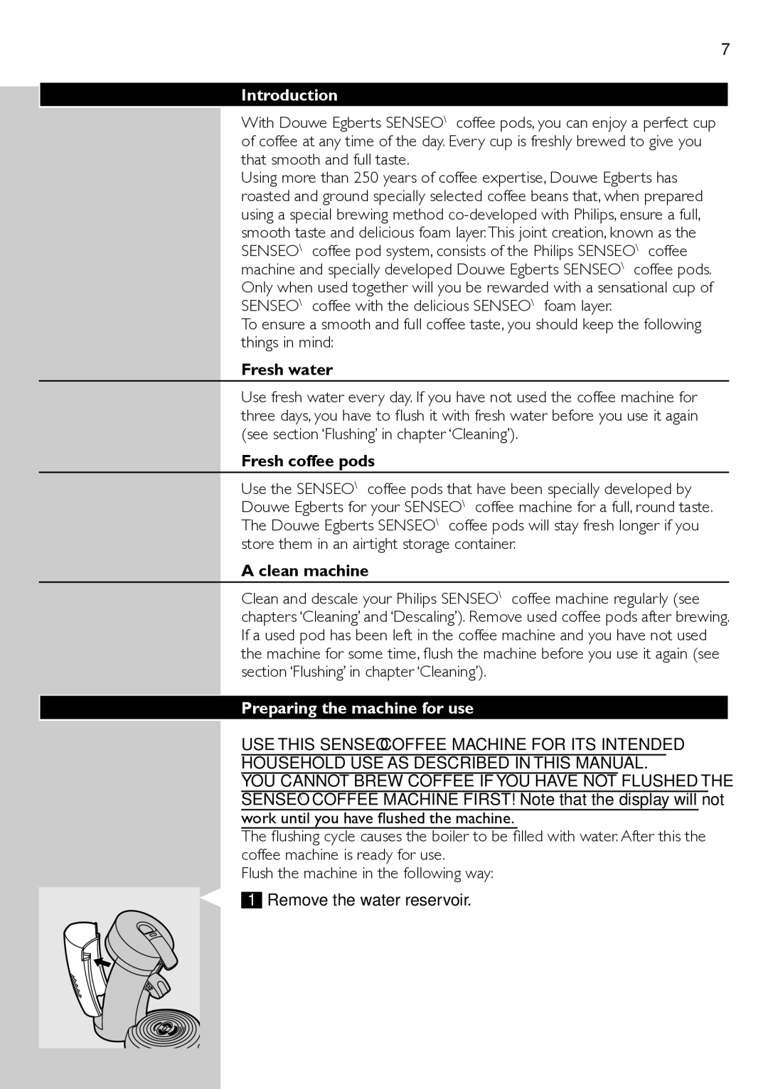 Philips HD7832 manual Introduction, Preparing the machine for use 