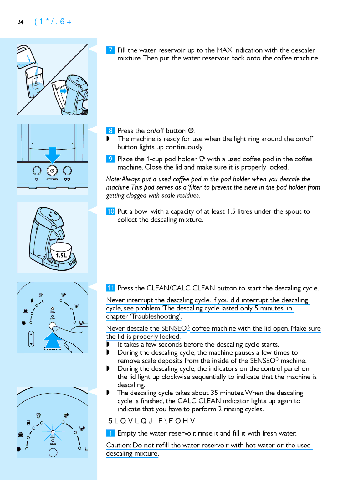 Philips HD7850 manual Rinsing cycles 