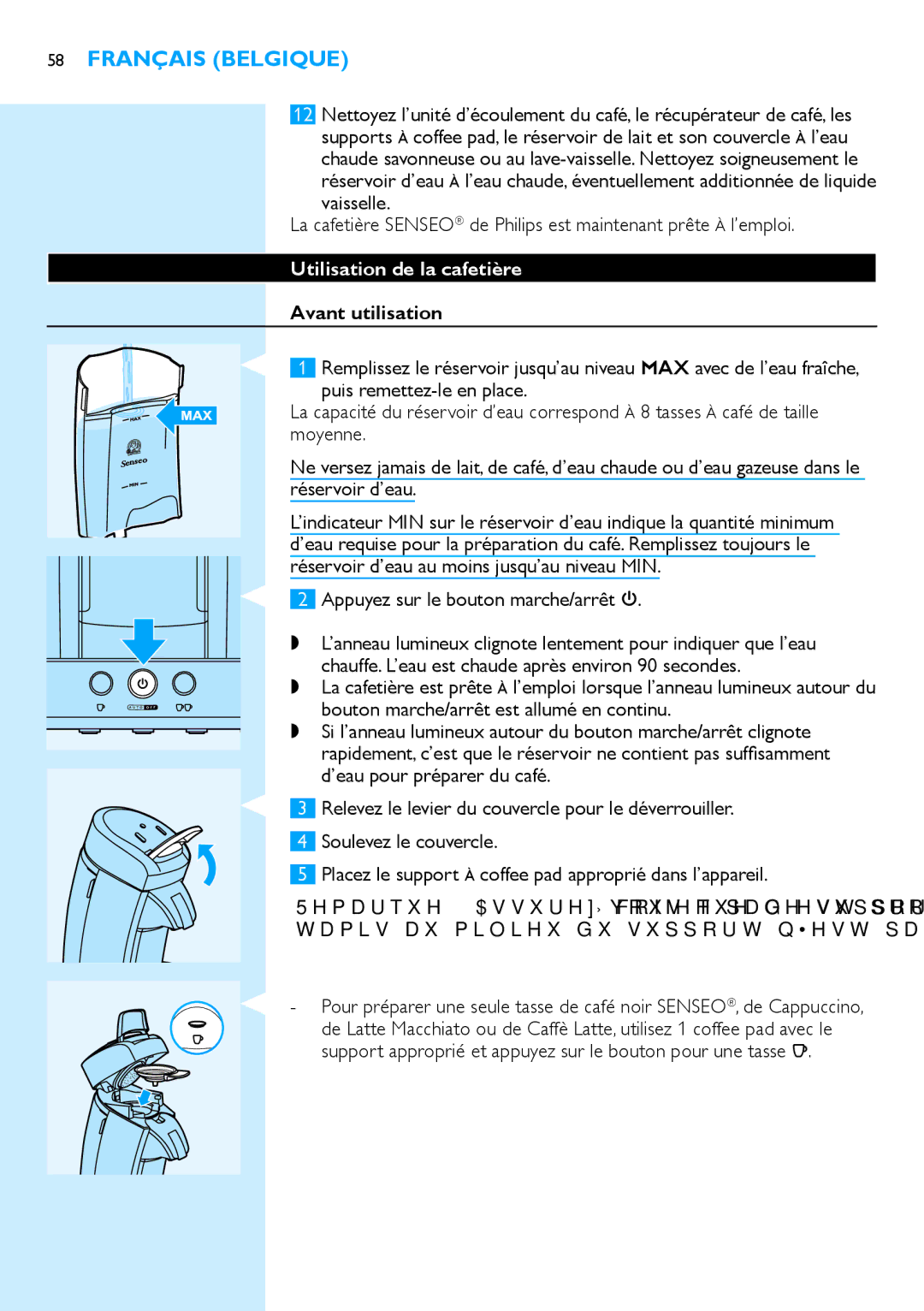 Philips HD7850 manual Utilisation de la cafetière, Avant utilisation 