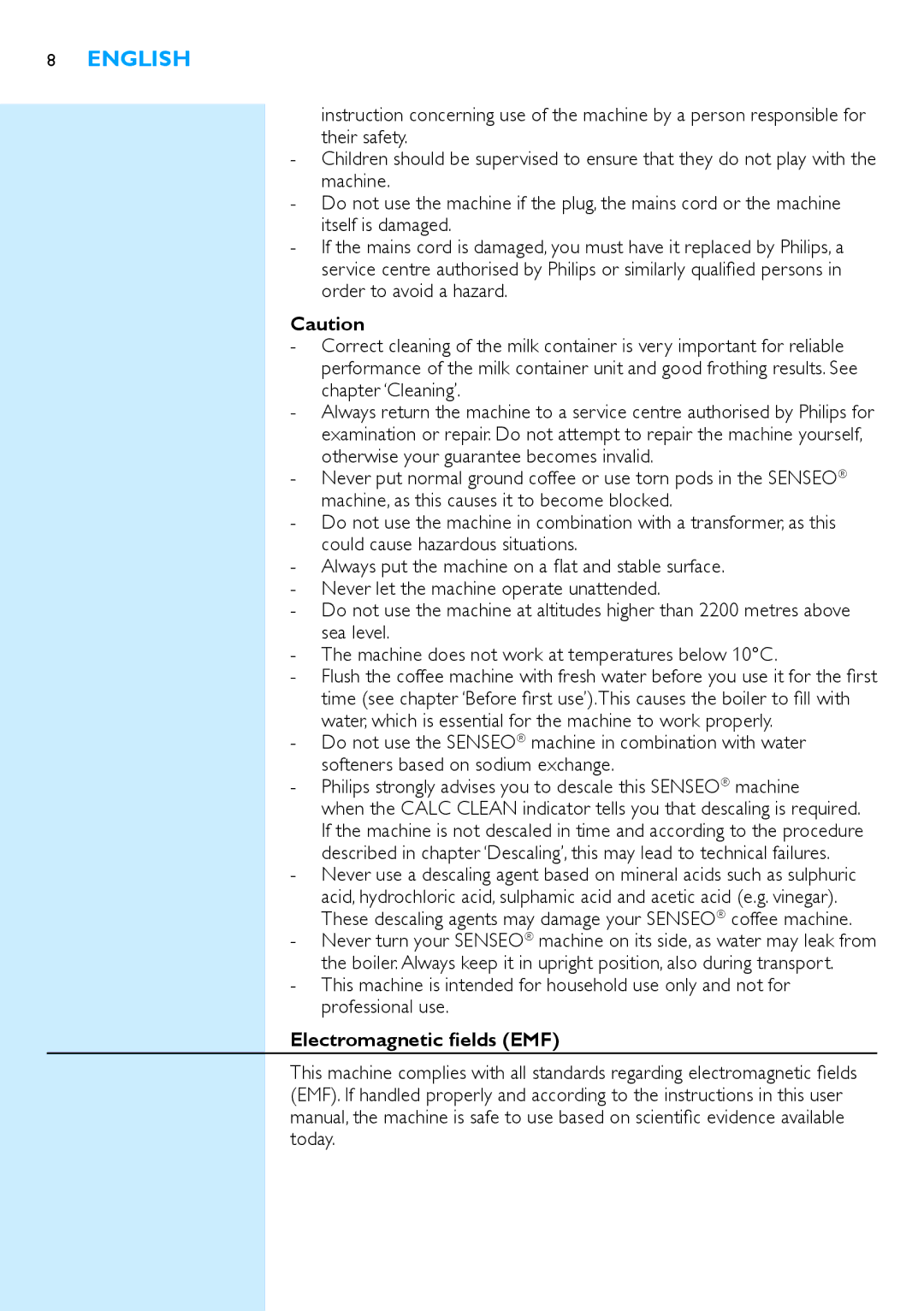 Philips HD7850 manual Electromagnetic fields EMF 