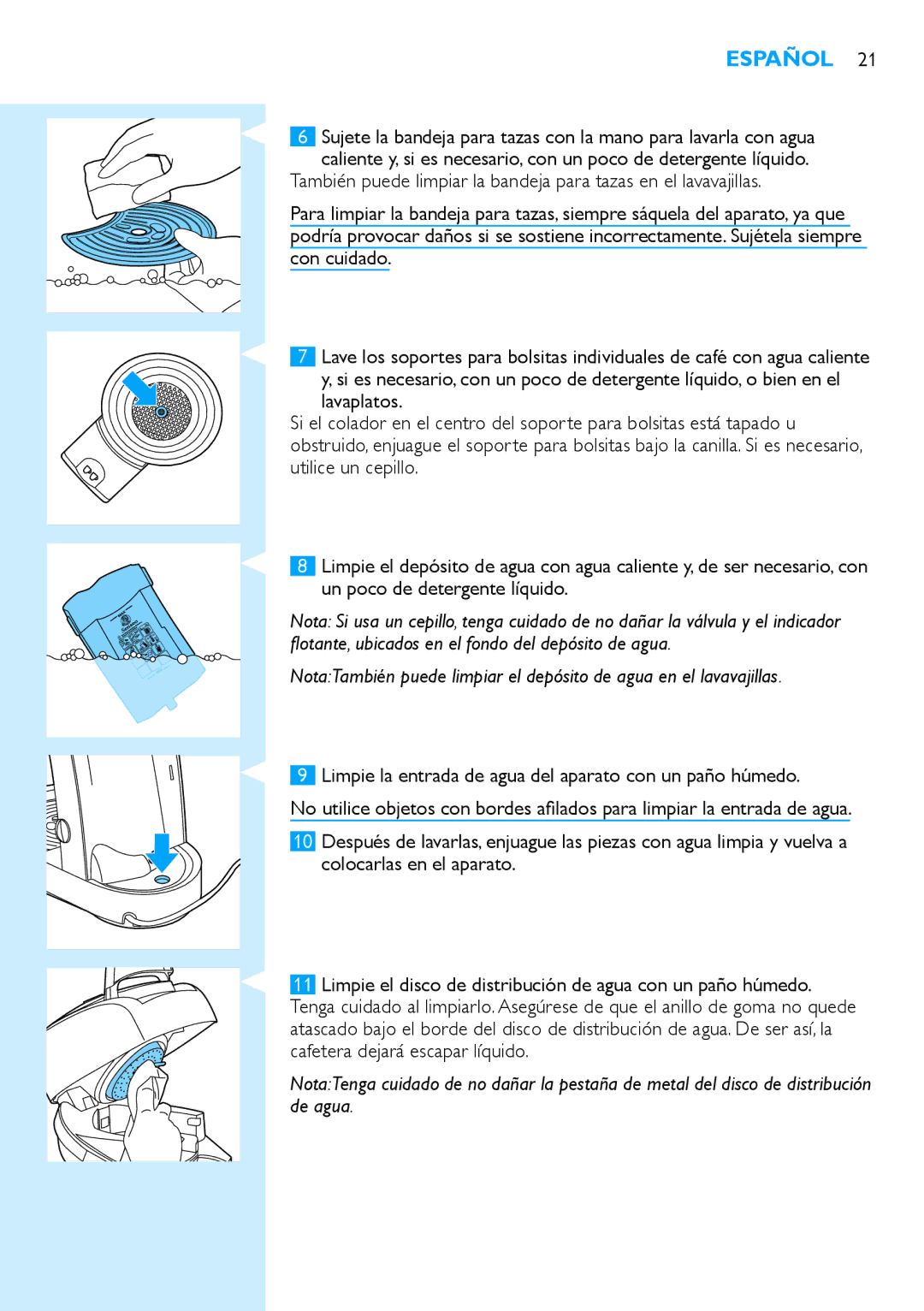 Philips HD7854 manual Limpie la entrada de agua del aparato con un paño húmedo 