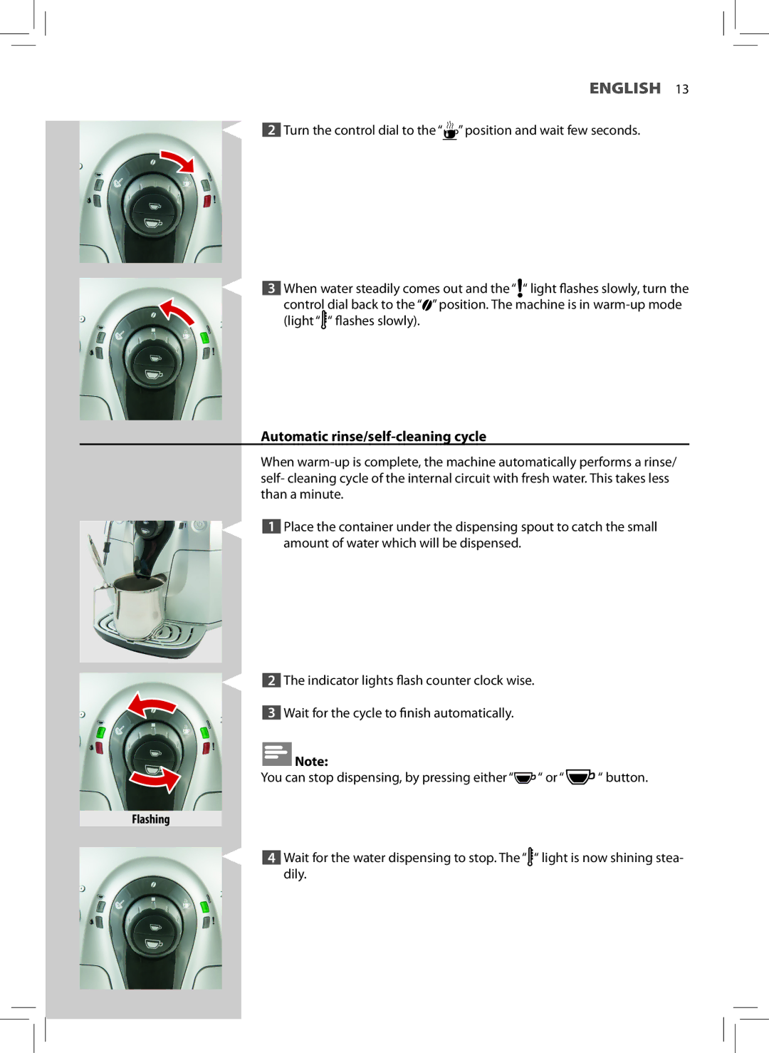 Philips HD8743, HD8747, HD8745 user manual Automatic rinse/self-cleaning cycle 