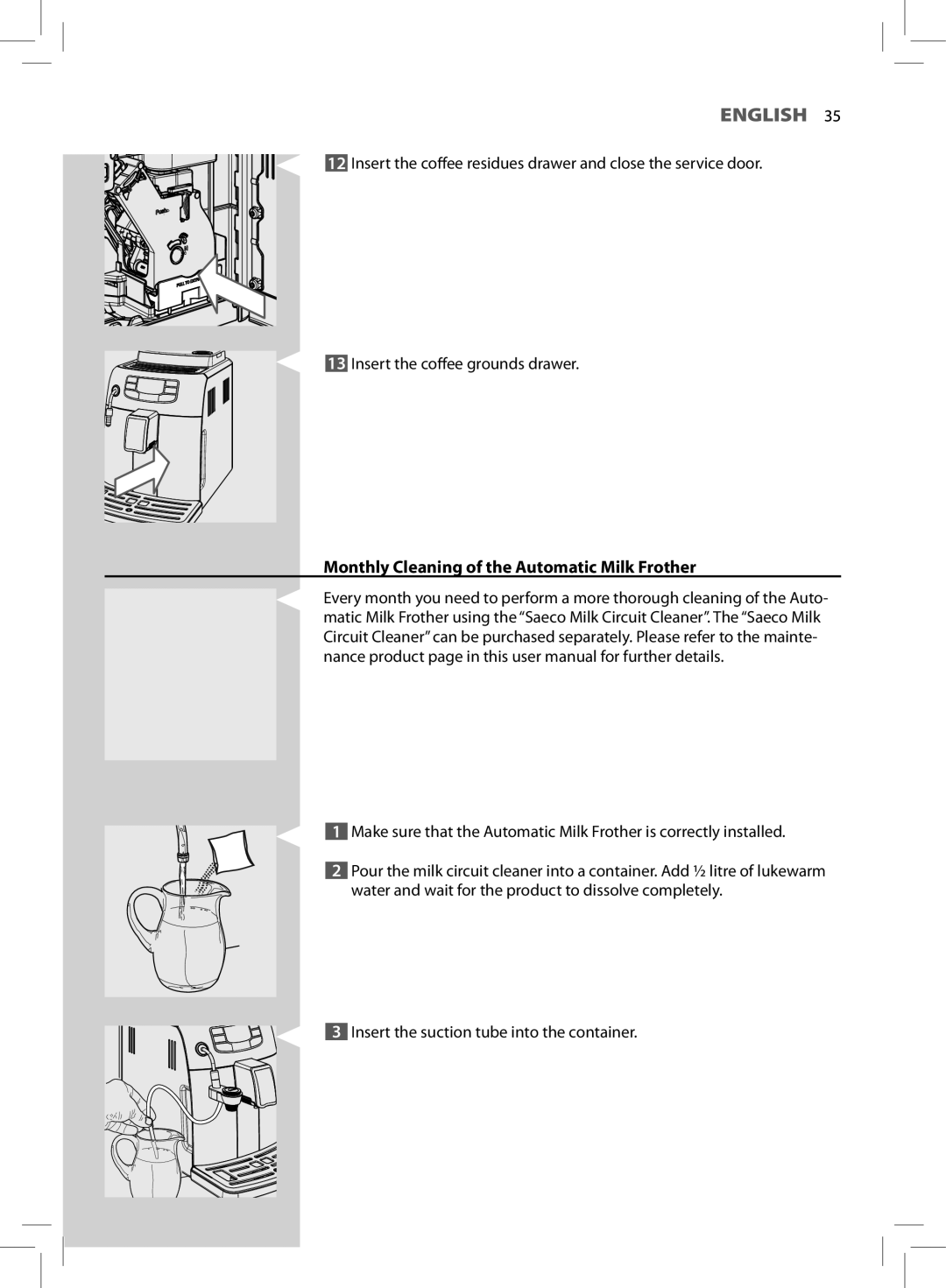 Philips HD8881, HD8752 user manual Monthly Cleaning of the Automatic Milk Frother 