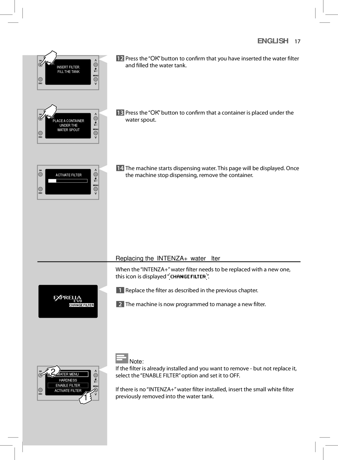 Philips HD8855, HD8857 user manual Replacing the INTENZA+ water filter 