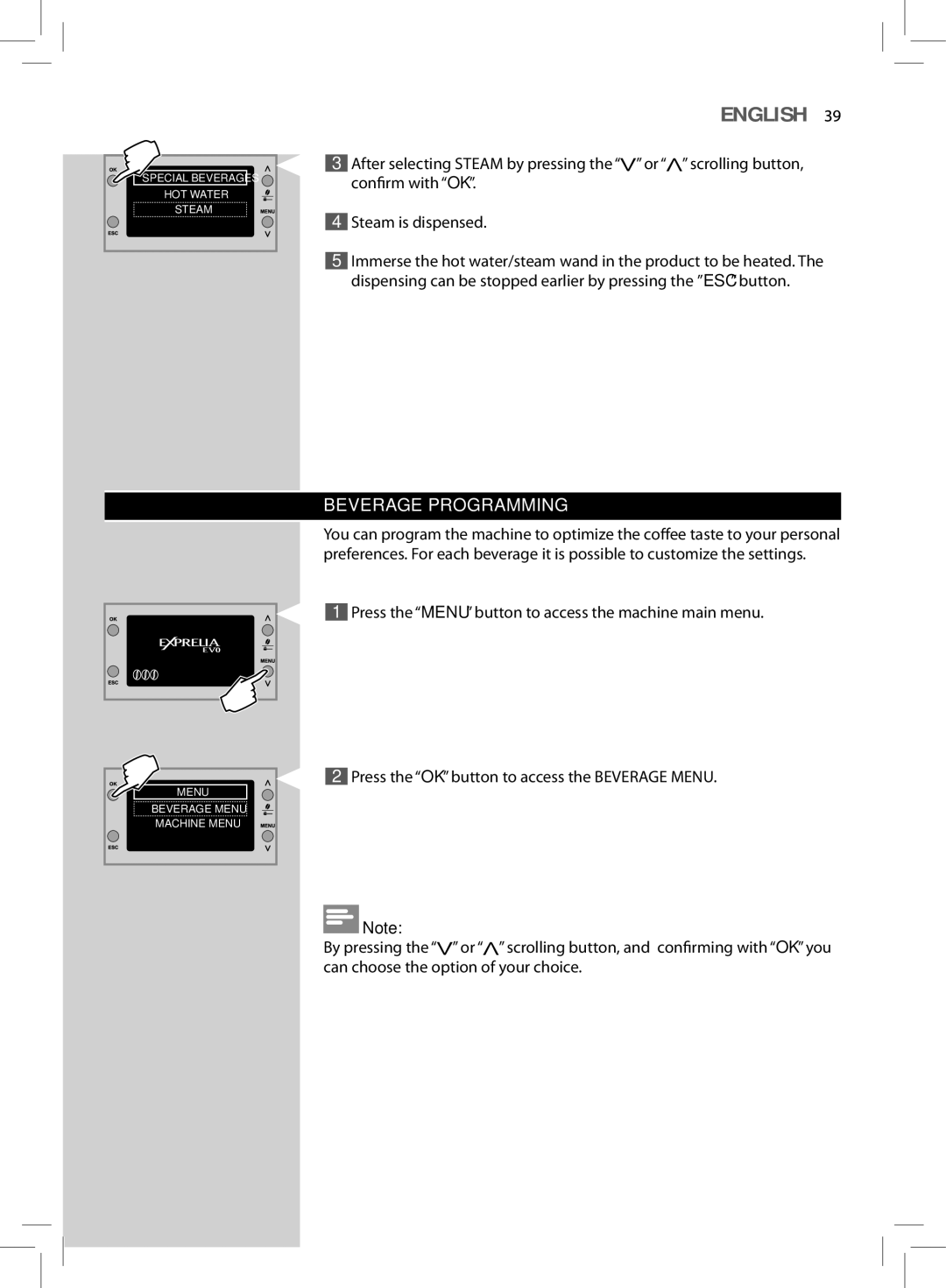 Philips HD8855, HD8857 user manual Beverage Programming 