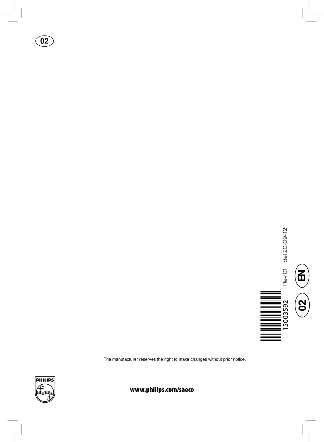 Philips HD8857, HD8855 user manual Rev.01 del 