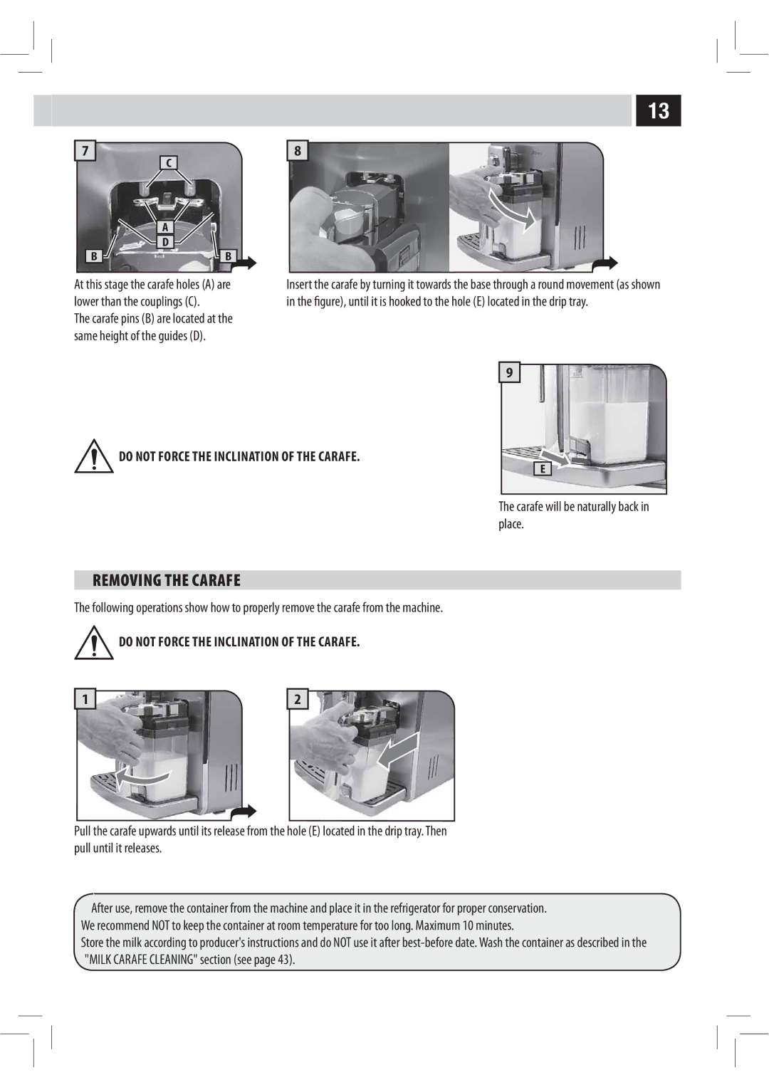 Philips Saxelsis, HD8944, HD8943 manual Removing the Carafe 