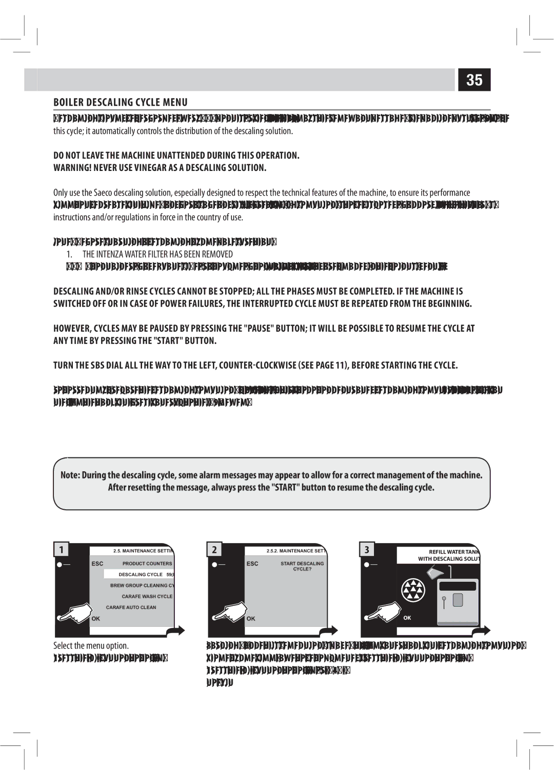 Philips HD8944, HD8943, Saxelsis manual Boiler Descaling Cycle Menu, UpFyju 