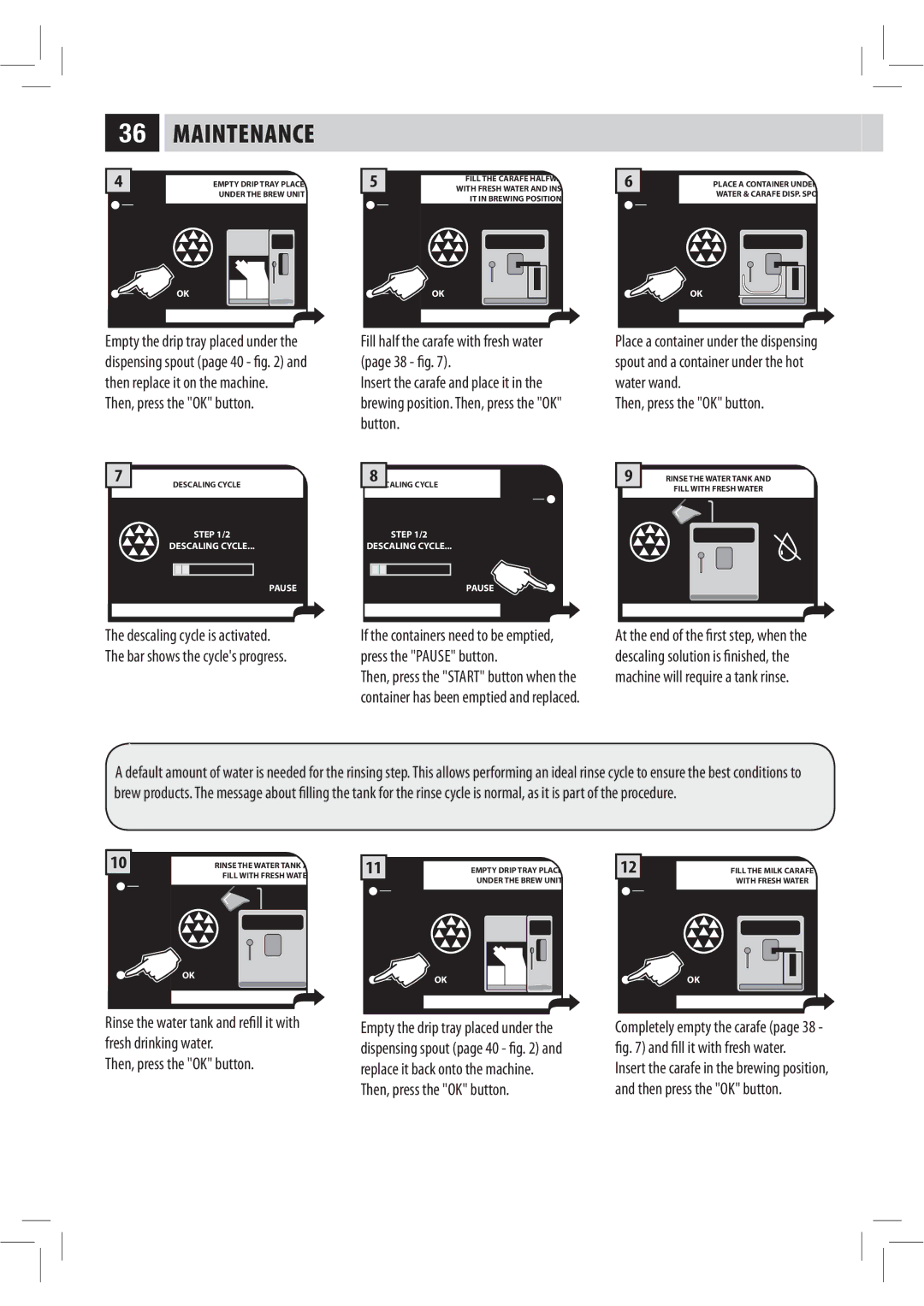 Philips HD8943 manual XBUFSXBOE 5IFOQSFTTUIF0,CVUUPO, GsftiEsjoljohXbufs, If the containers need to be emptied 