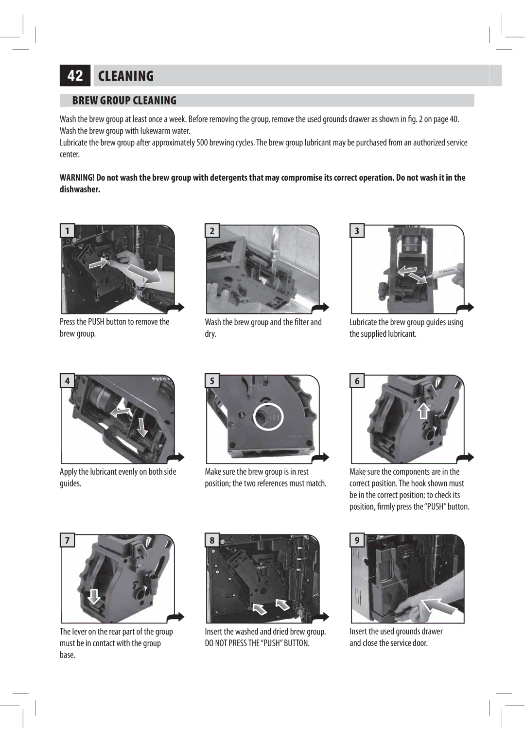 Philips HD8943, HD8944, Saxelsis manual Brew Group Cleaning, CsfxHspvq 